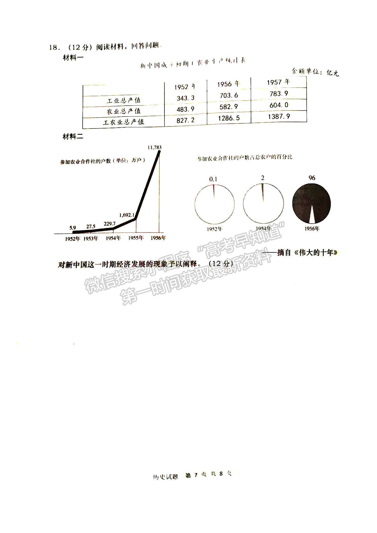 2023山東青島高三一模試卷及答案匯總-歷史試卷及答案