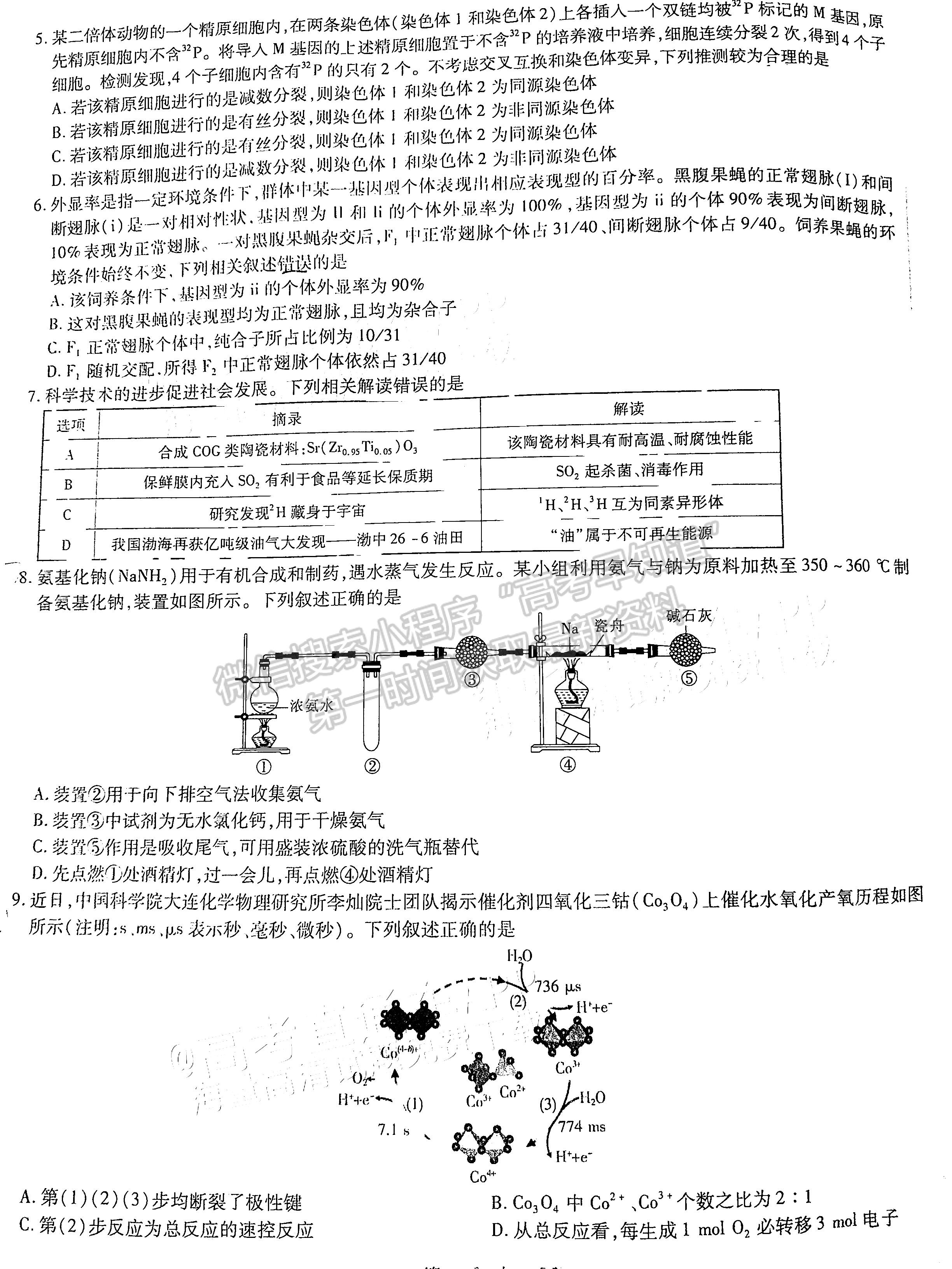 2023江西穩(wěn)派高三3月大聯(lián)考理綜