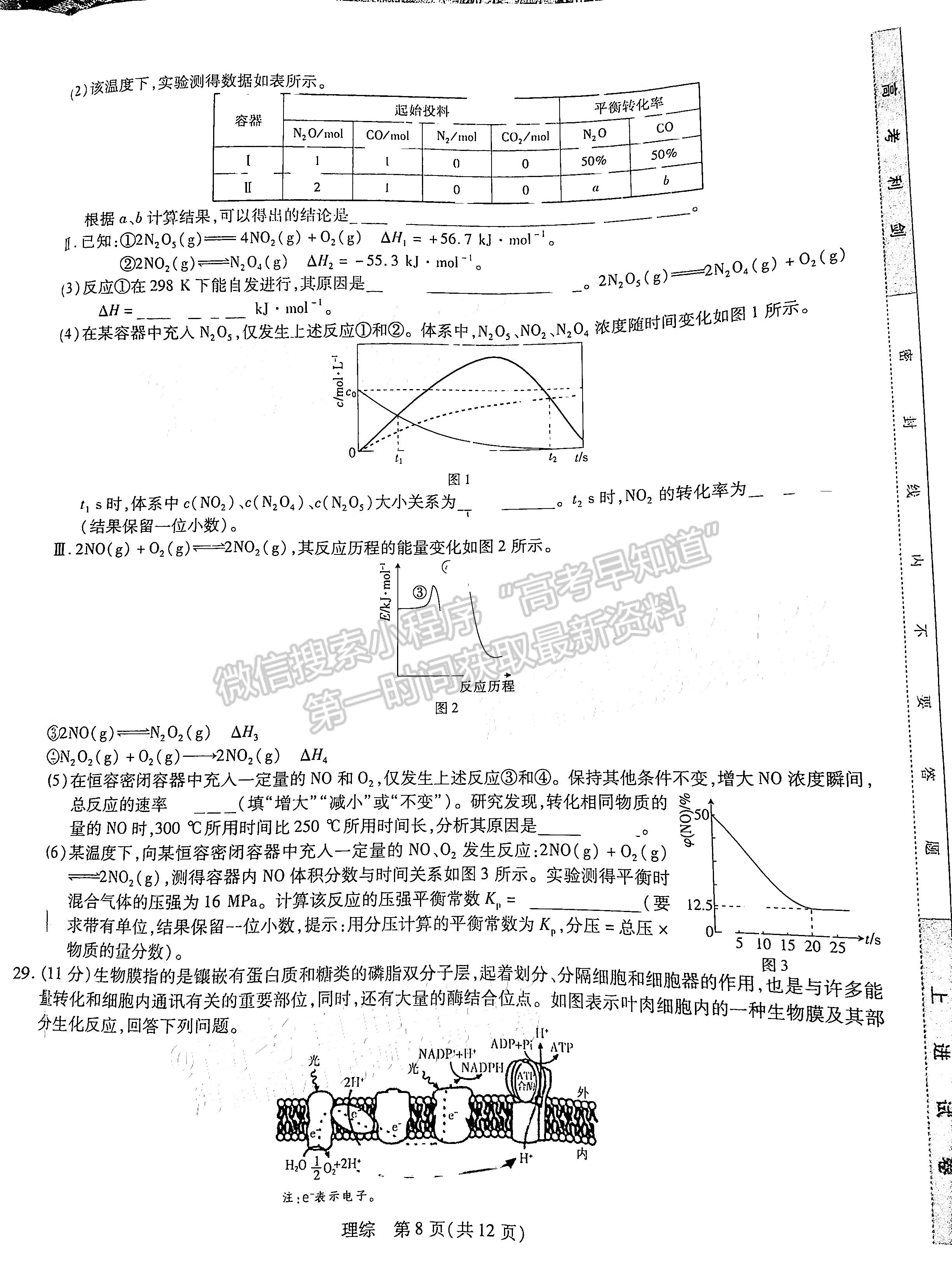 2023江西穩(wěn)派高三3月大聯(lián)考理綜