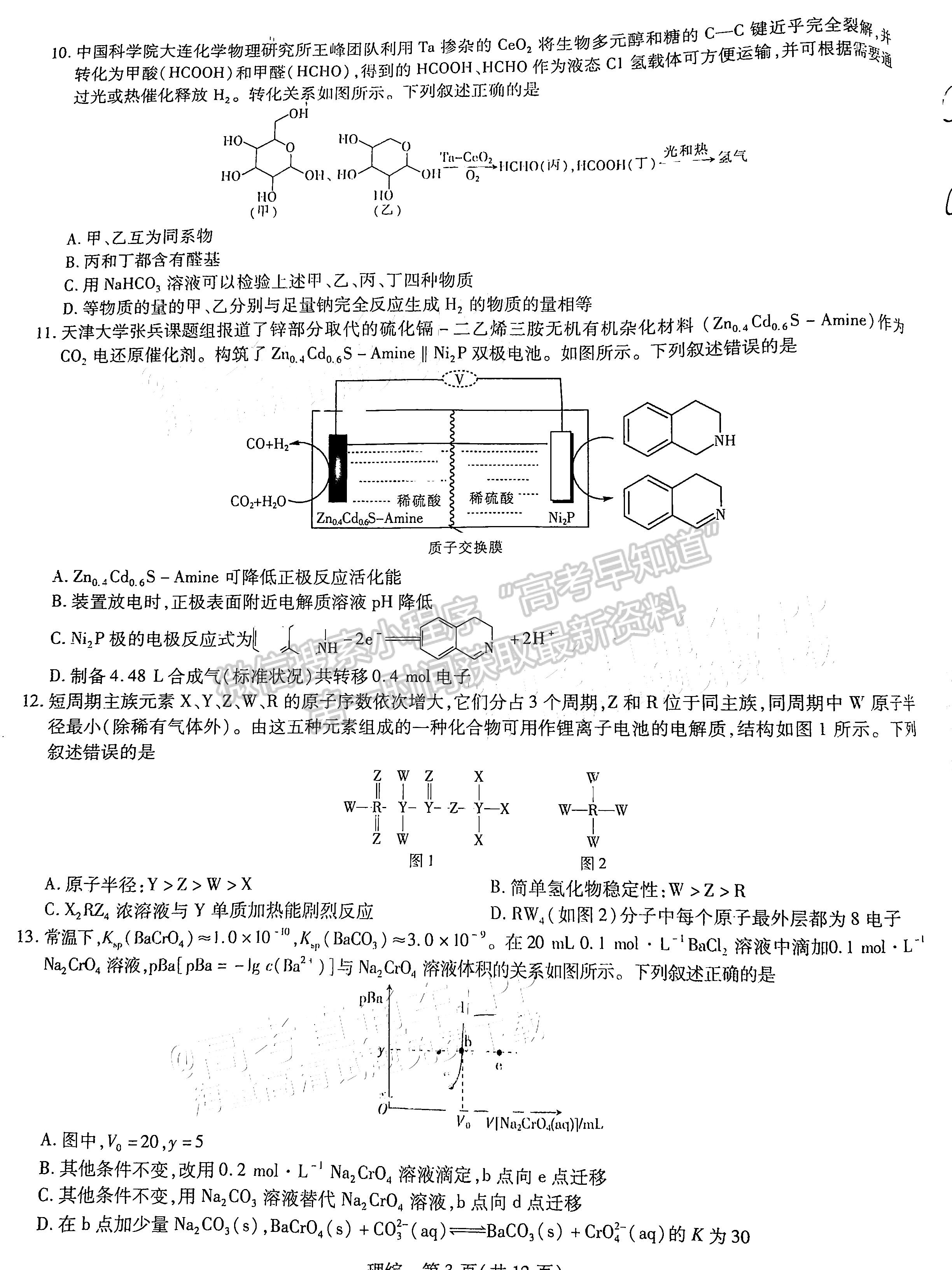 2023江西穩(wěn)派高三3月大聯(lián)考理綜