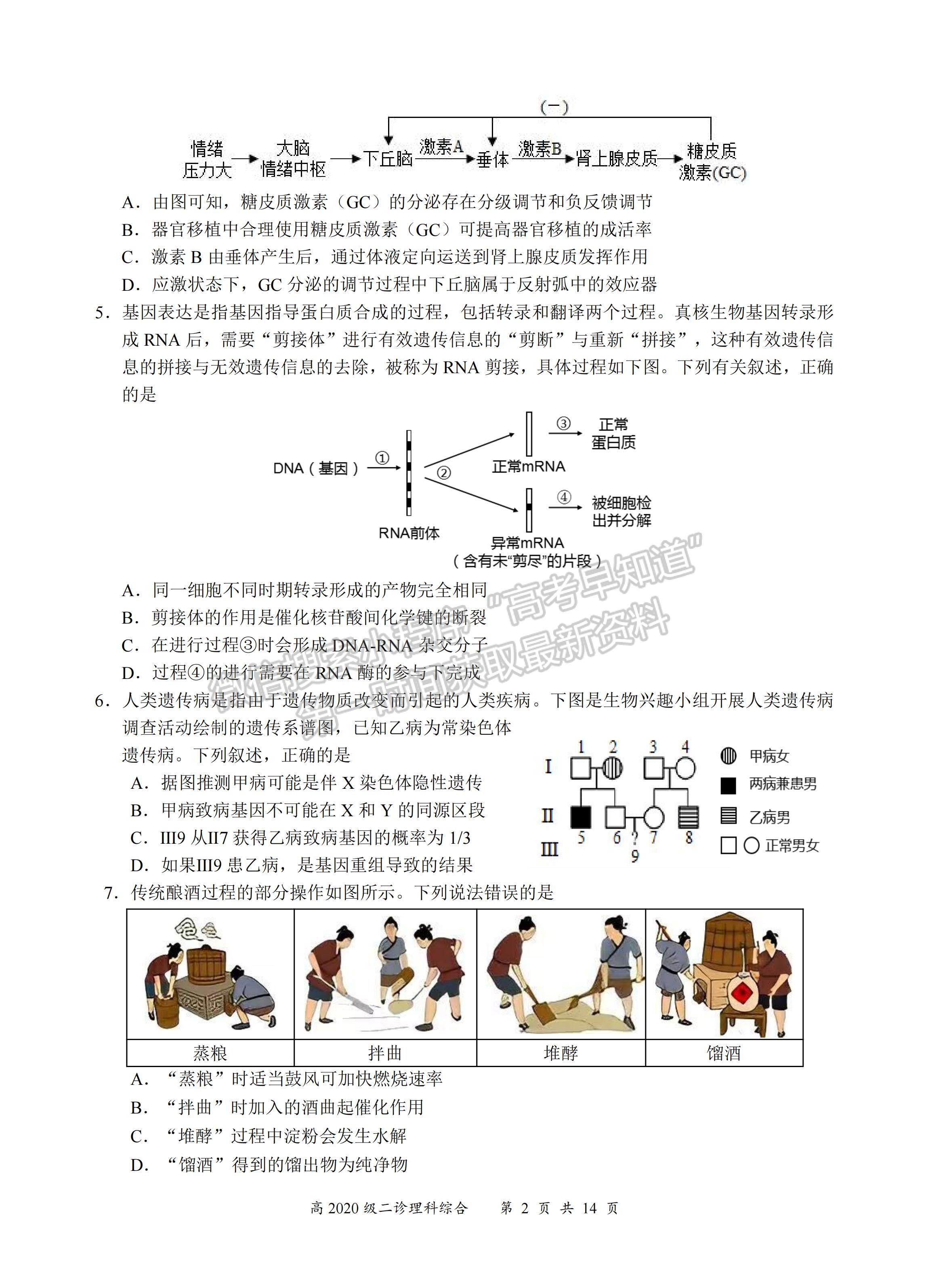 2023四川省宜賓市普通高中2020級第二次診斷性測試理科綜合試題及答案