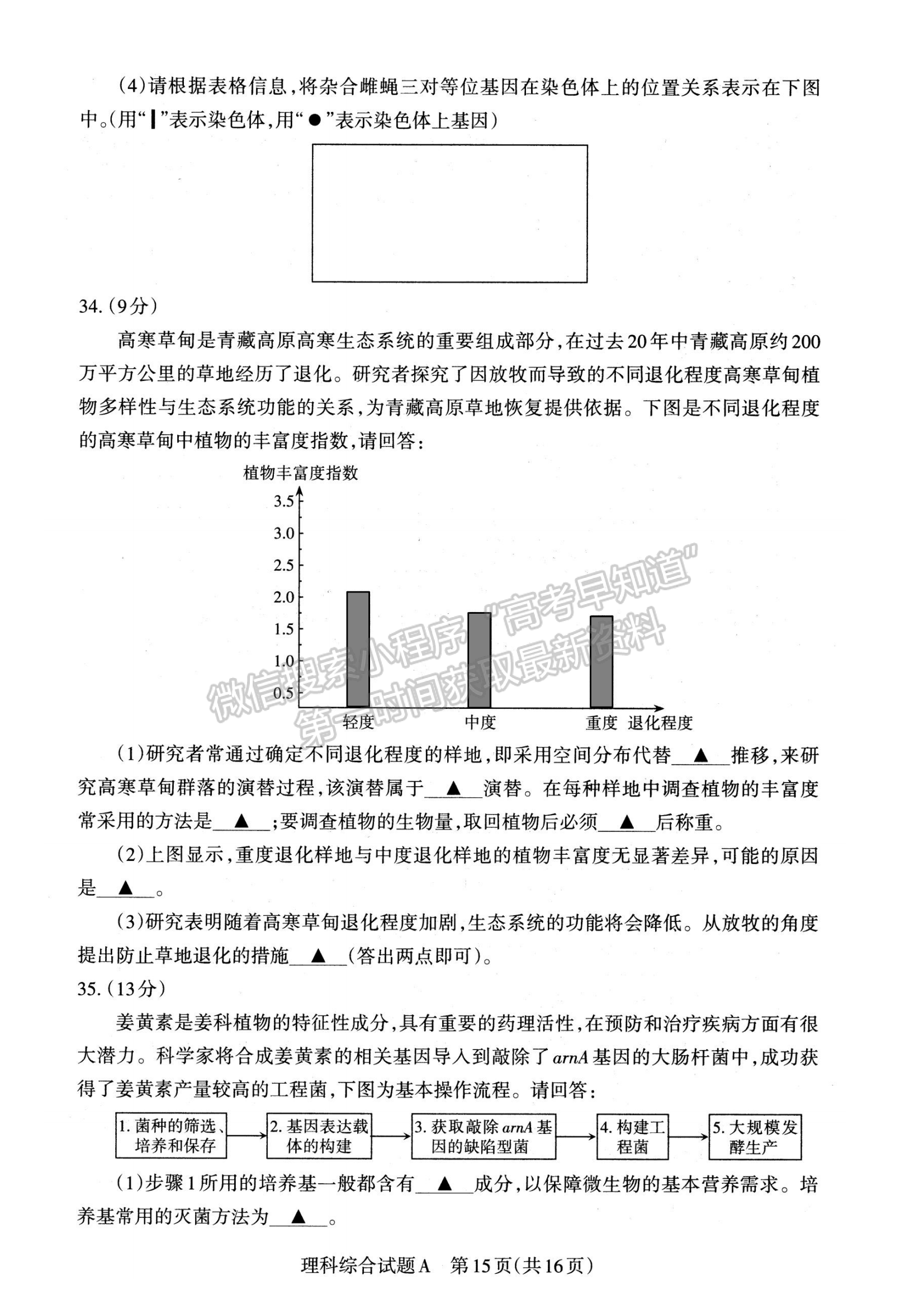 2023年高考考前适应性测试（山西省）理综试卷及答案