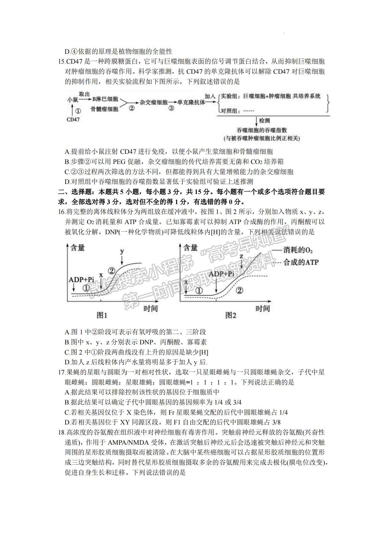 2023山東棗莊高三二模試卷及答案匯總-生物試卷及答案