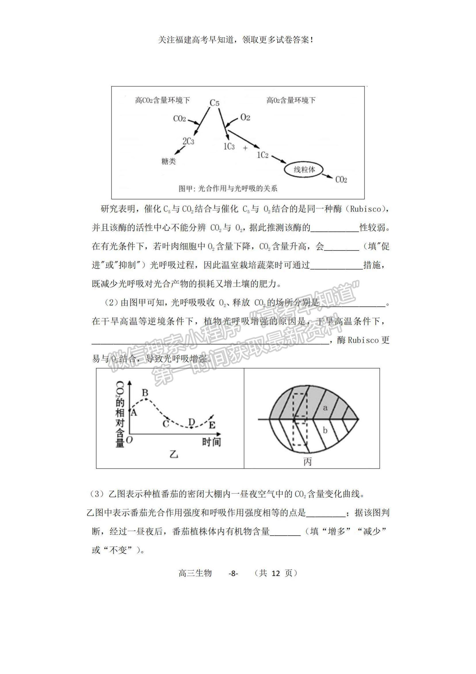 2023福建省福清市一級(jí)達(dá)標(biāo)校高三上學(xué)期期中聯(lián)考生物試題及參考答案