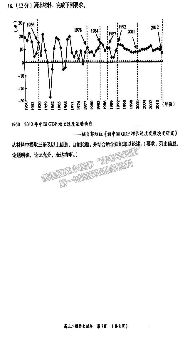 2023年湖南岳陽二模高三歷史試卷及參考答案