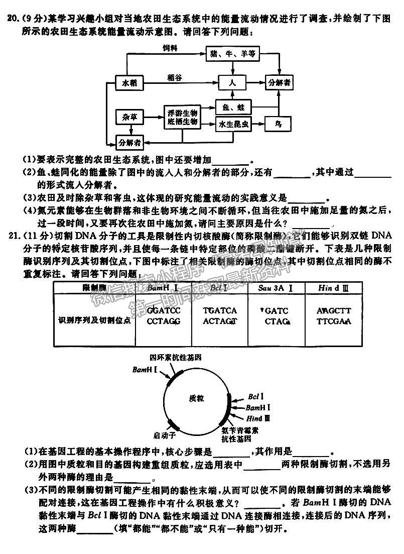 2023屆三湘名校教育聯(lián)盟高三第二次大聯(lián)考生物試卷及參考答案