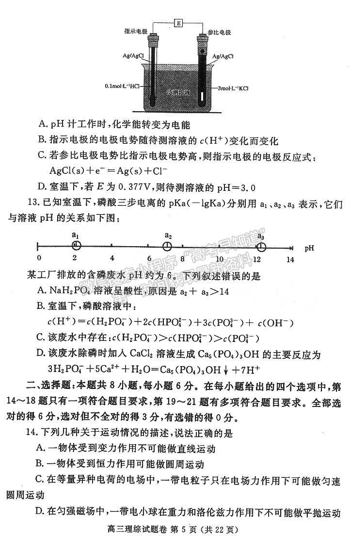 2023年鄭州市高中畢業(yè)年級第二次質(zhì)量預(yù)測理綜試題及參考答案