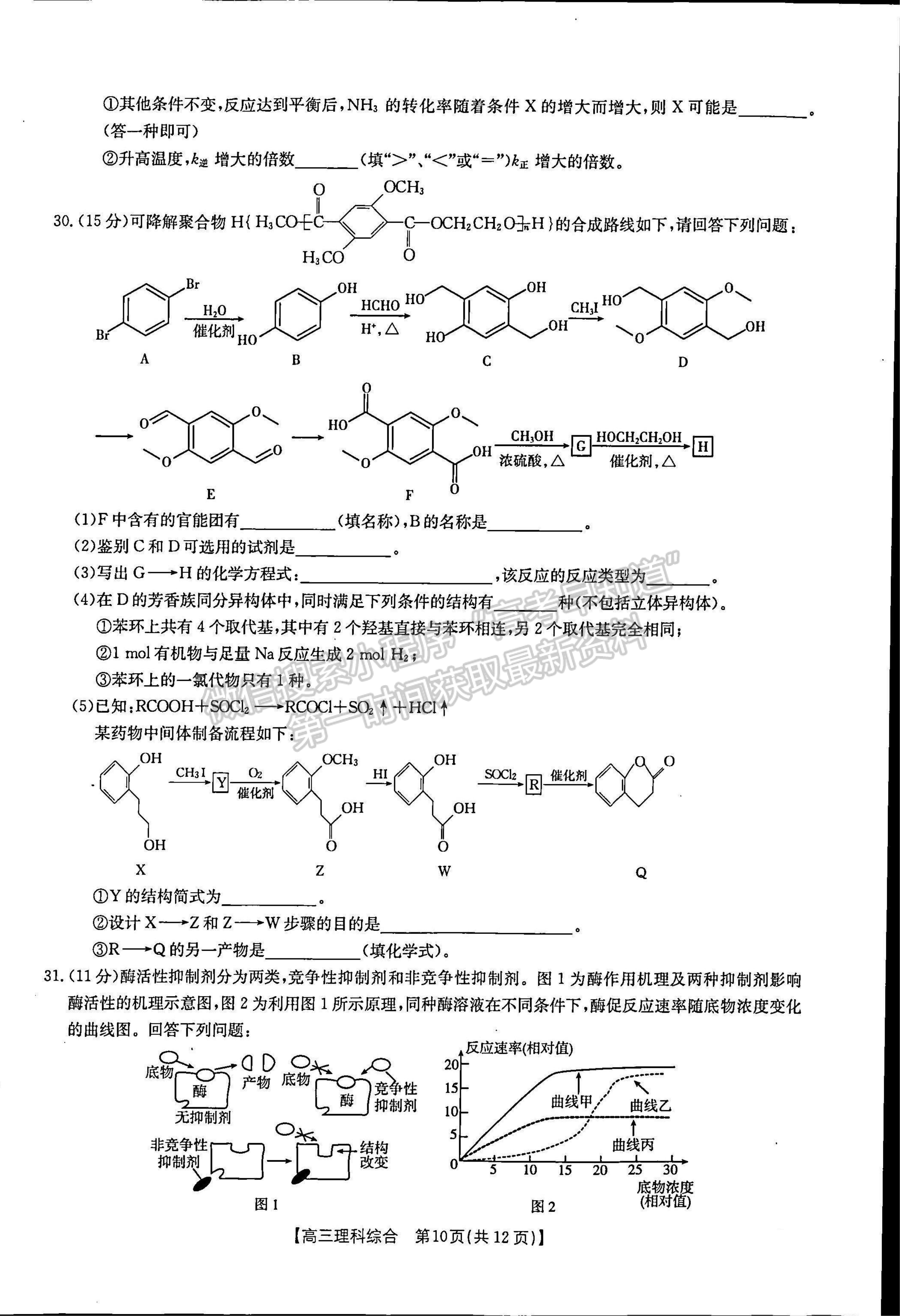 2023河南省豫南名校高三上學期10月質(zhì)量檢測理綜試題及參考答案