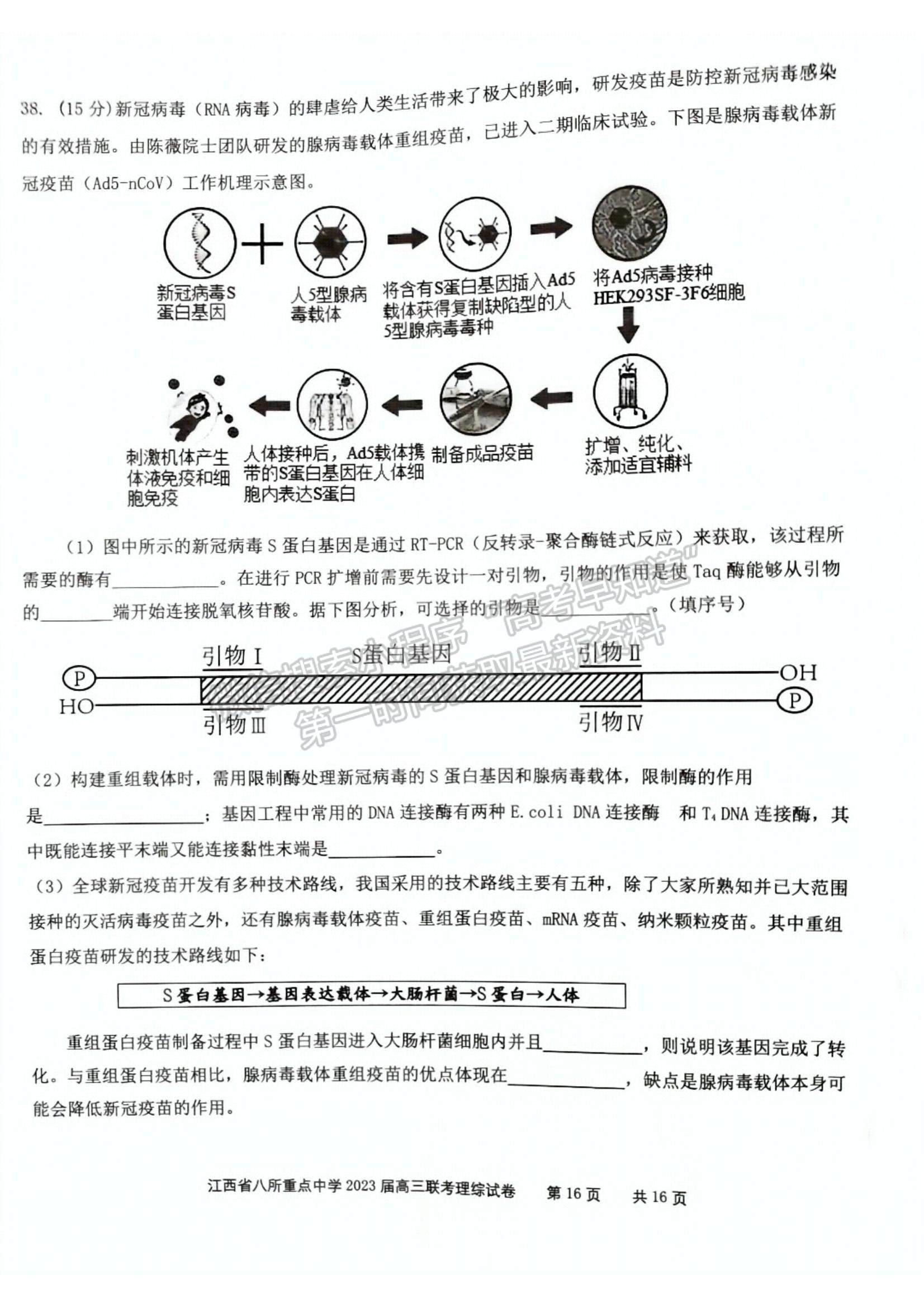 2023江西省八所重点中学高三下学期3月联考(理综）