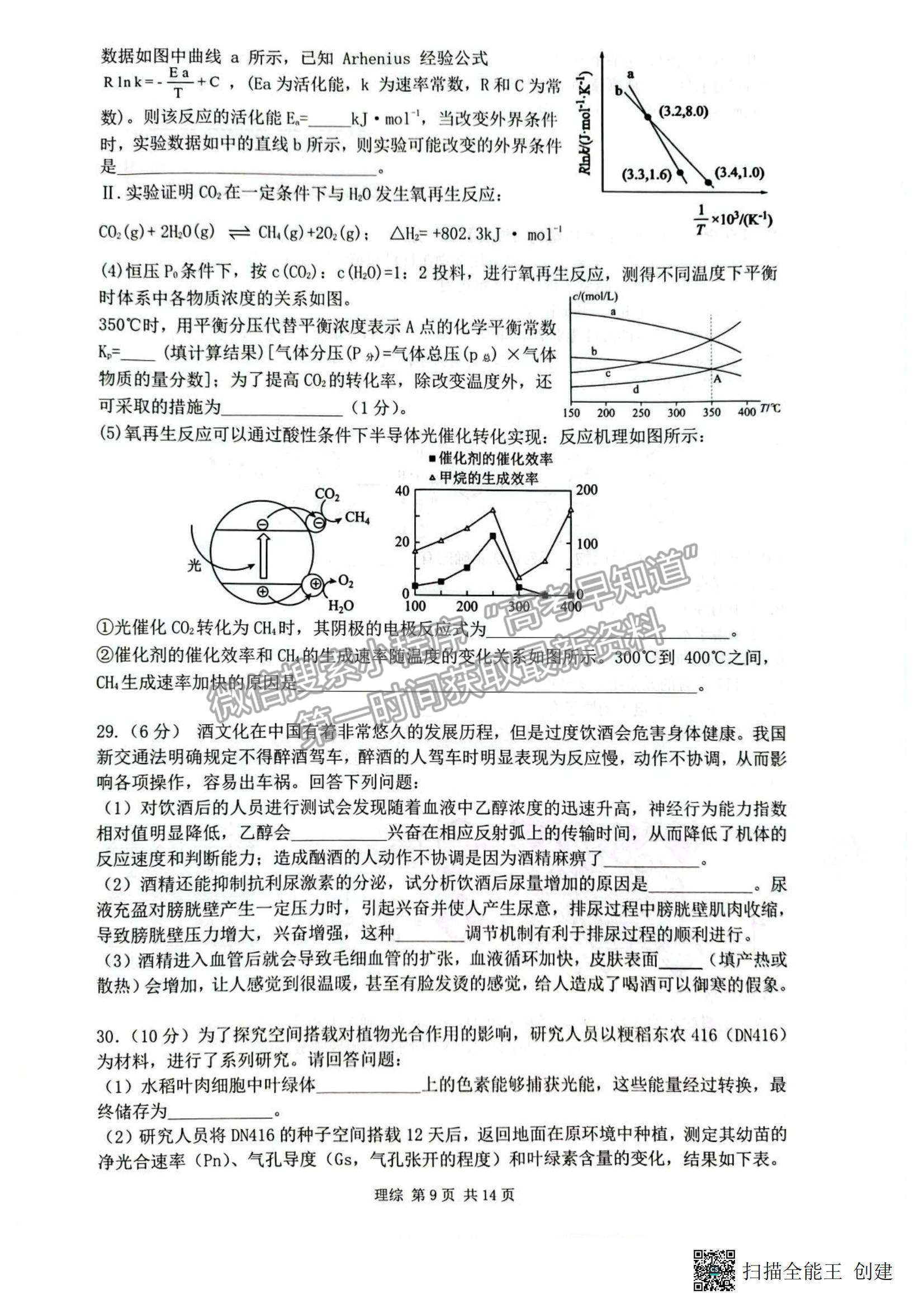 2023宜春二模理综