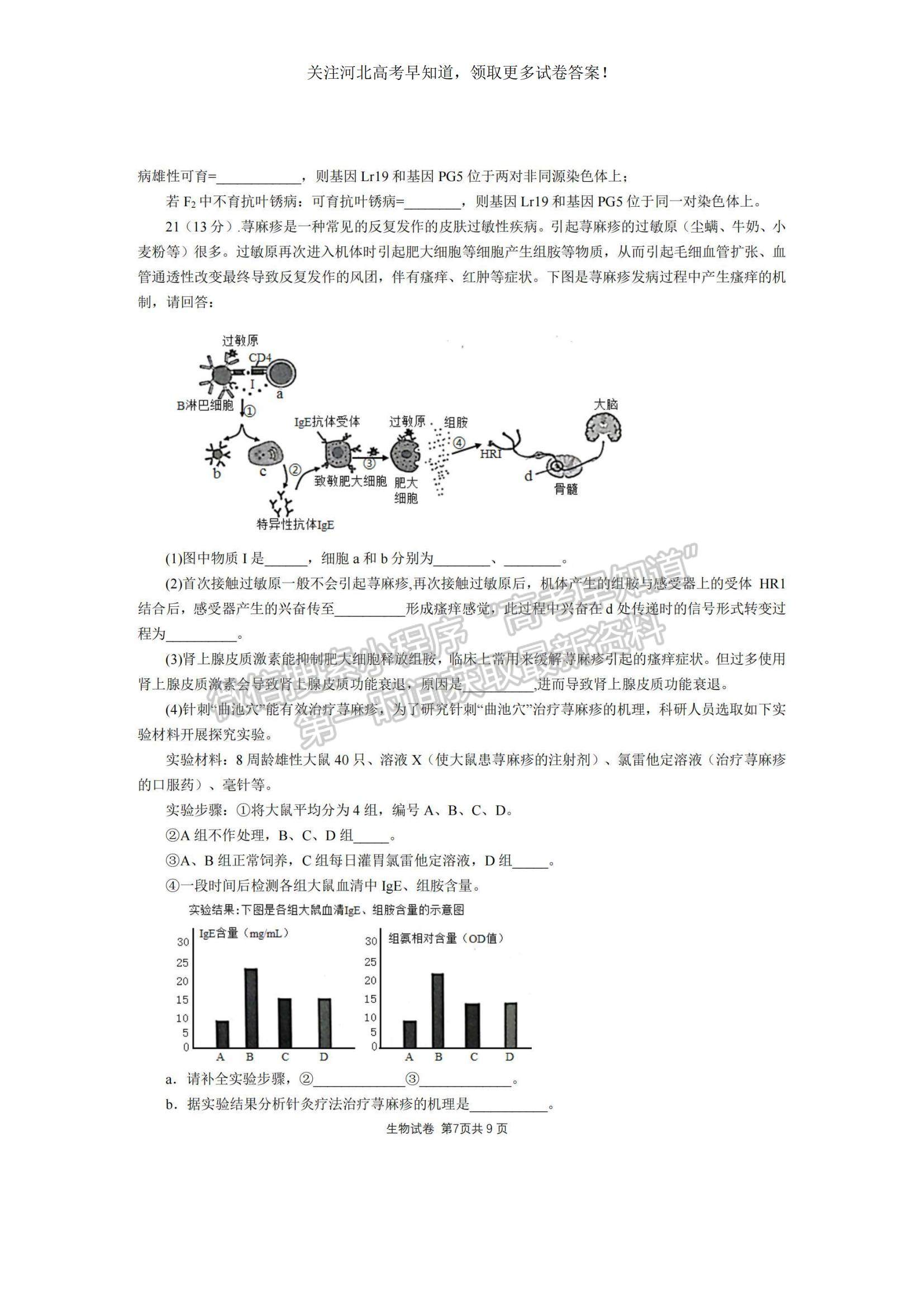 2023河北省“五個一”名校聯(lián)盟高三上學期期末聯(lián)考生物試題及參考答案