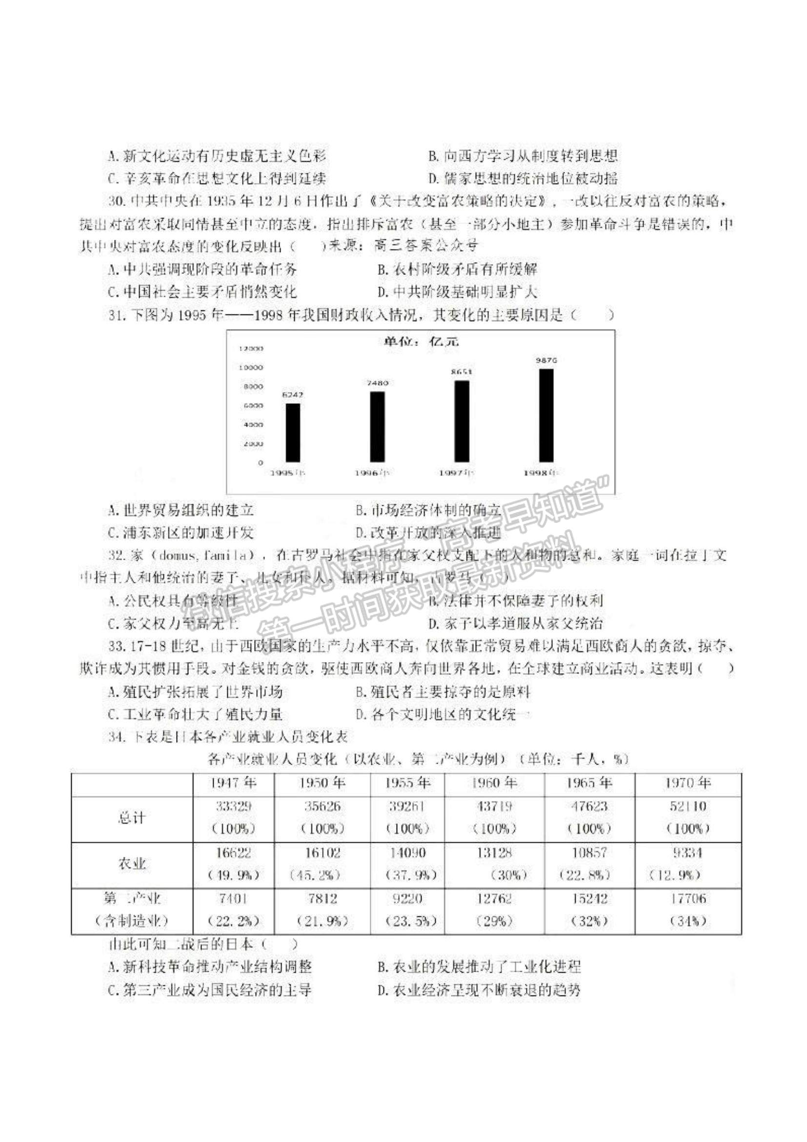 2023江西五市九校高三4月联考文综