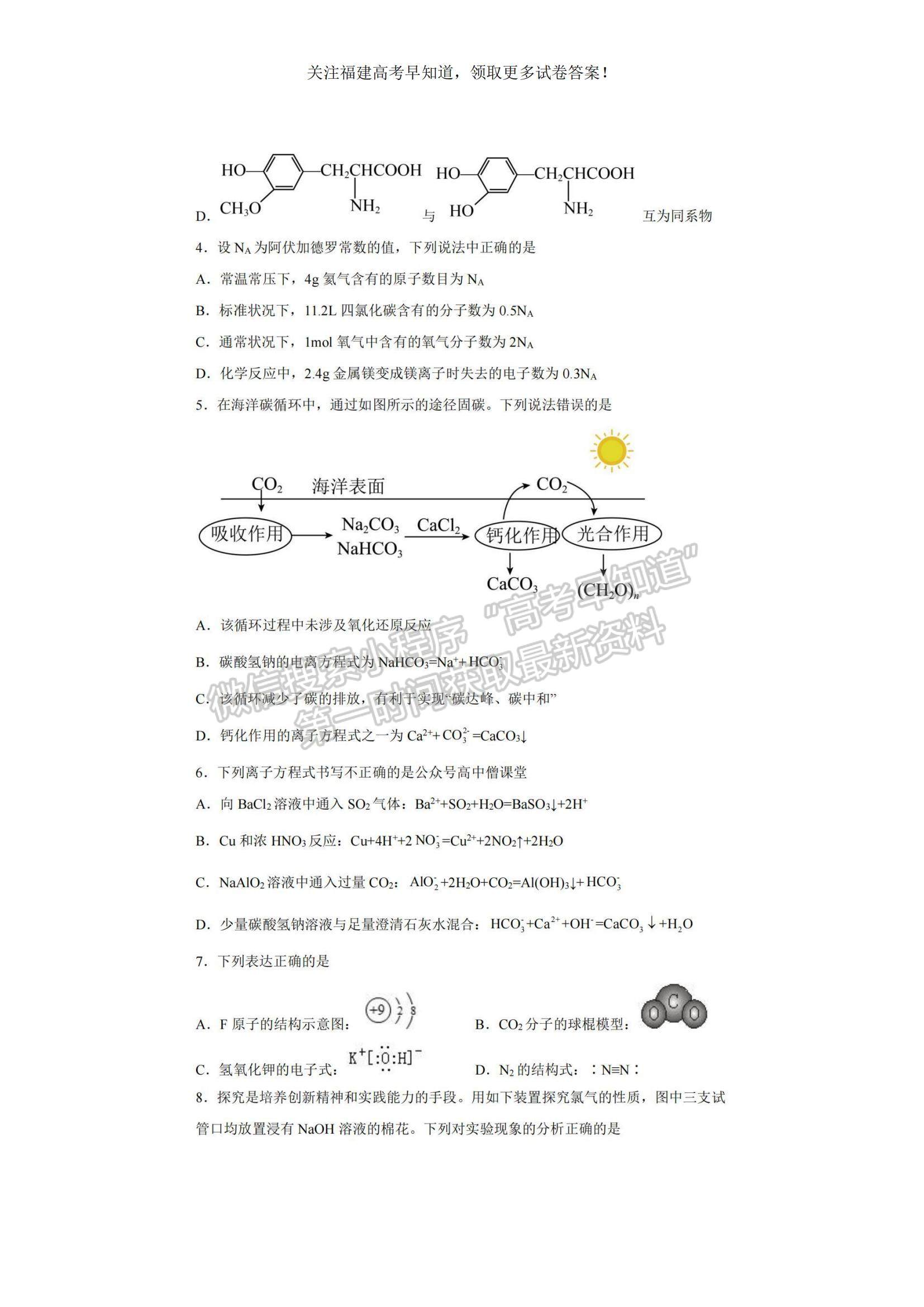 2023福建省福州一中高三上學(xué)期第一次調(diào)研測(cè)試化學(xué)試題及參考答案