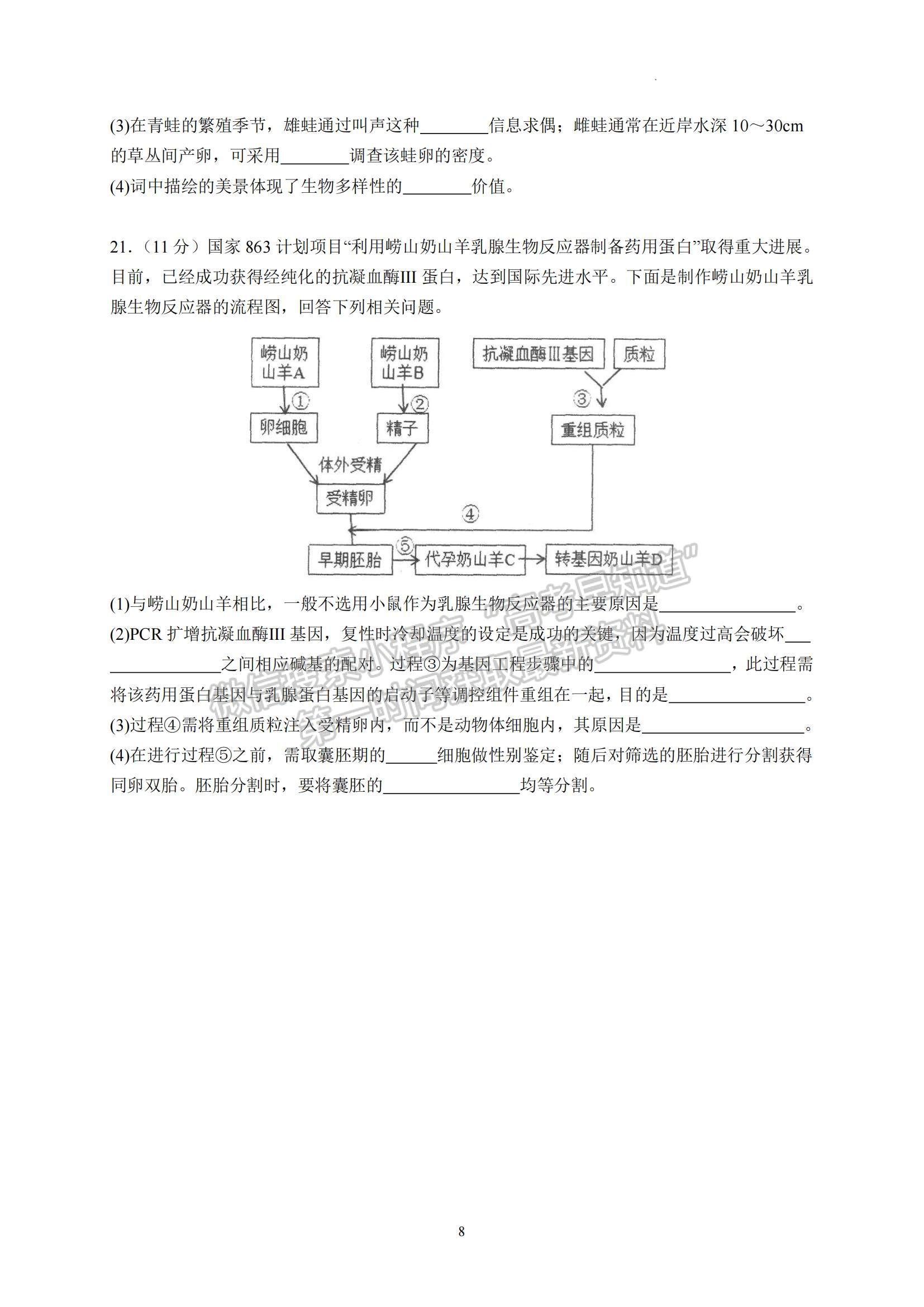 2023廣東省汕頭市金山中學(xué)高三上學(xué)期摸底考試生物試題及參考答案