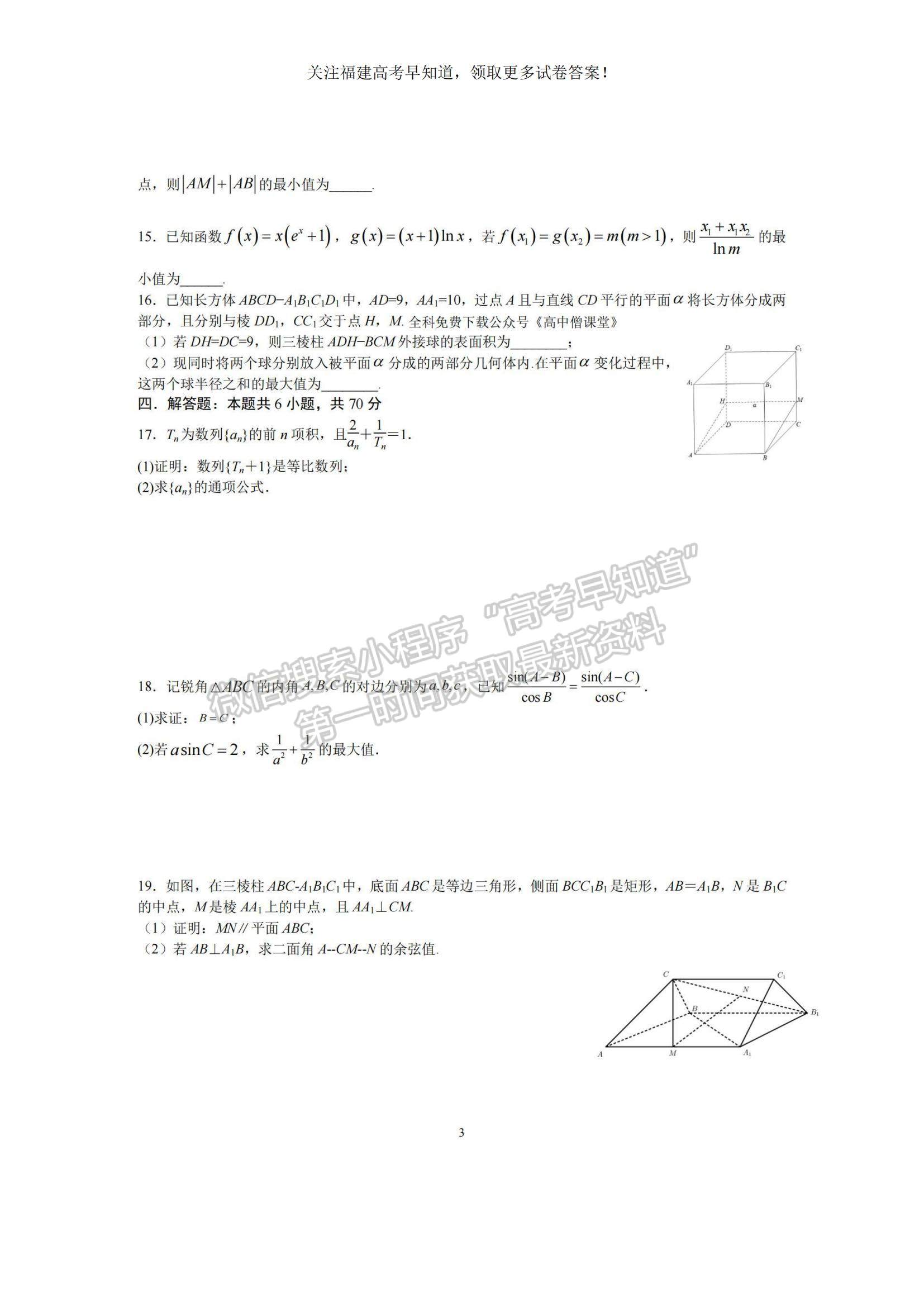 2023福建省廈門外國語學(xué)校高三上學(xué)期期末檢測數(shù)學(xué)試題及參考答案