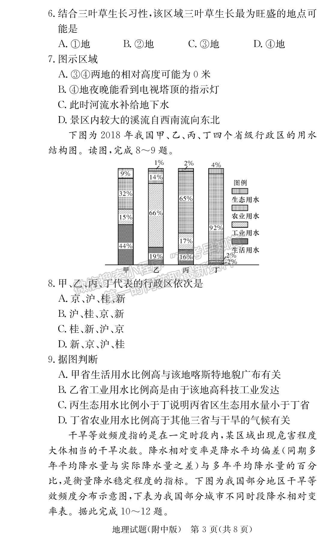 2023湖南師范大學(xué)附屬中學(xué)高三上學(xué)期月考（一）地理試題及參考答案