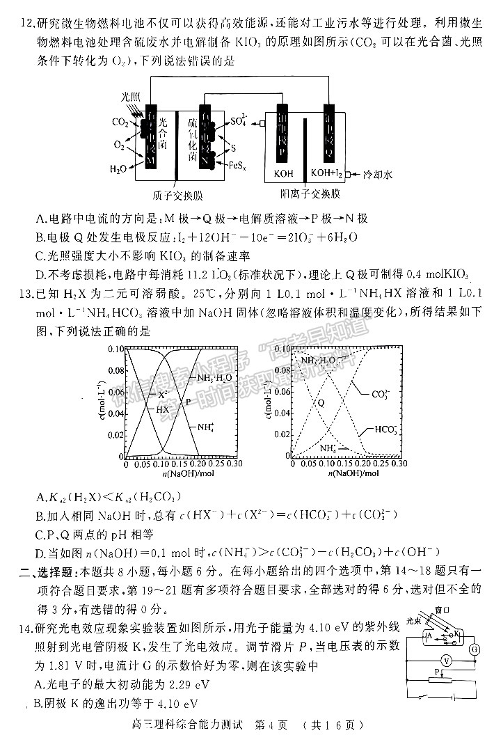 2023河南五地市高三下學(xué)期第二次聯(lián)考理綜試題及參考答案