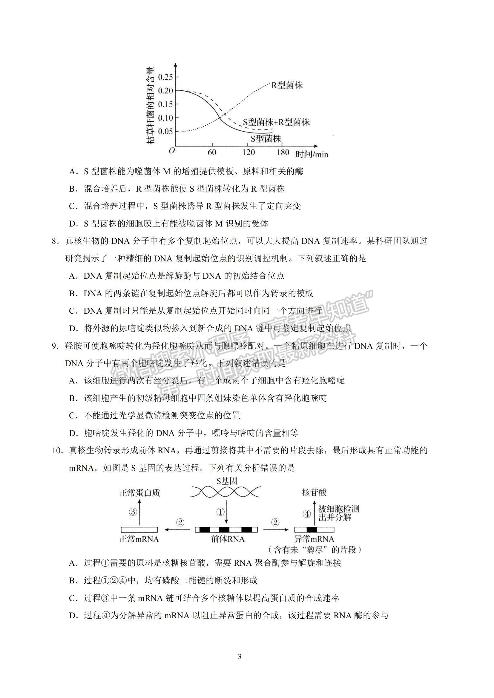 2023河北省衡水中學(xué)高三上學(xué)期四調(diào)考試生物試題及參考答案