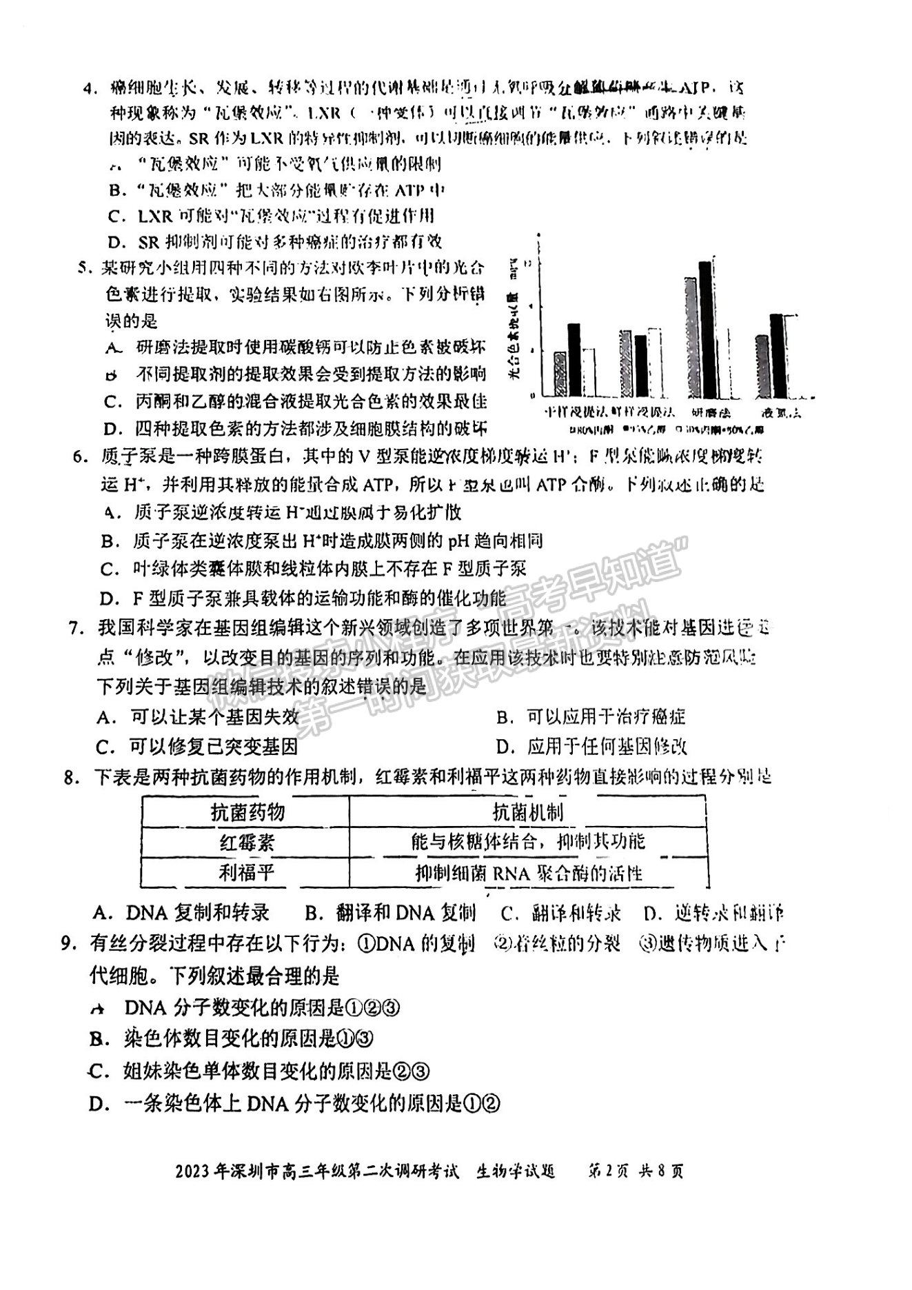 2023深圳二模生物試題答案