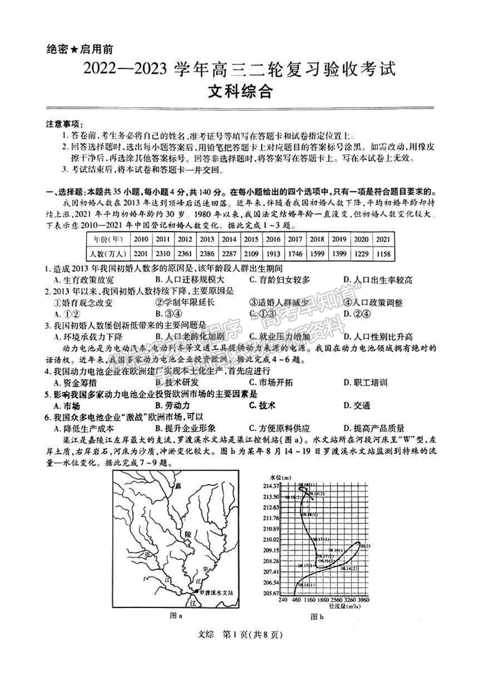 2023江西穩(wěn)派高三4月聯(lián)考文綜