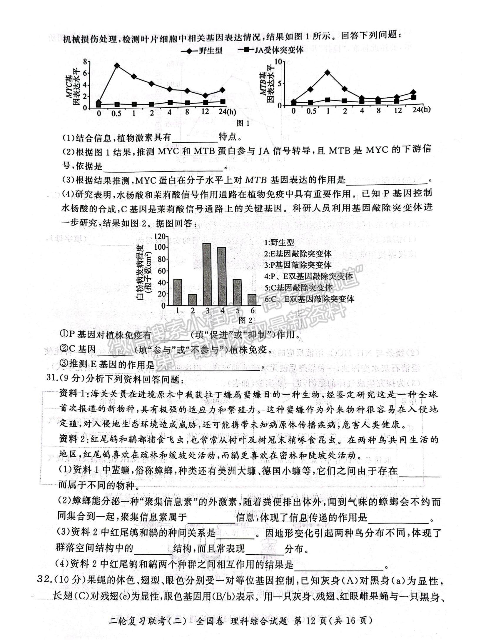 百師聯(lián)盟2023屆高三二輪復(fù)習(xí)聯(lián)考二理綜