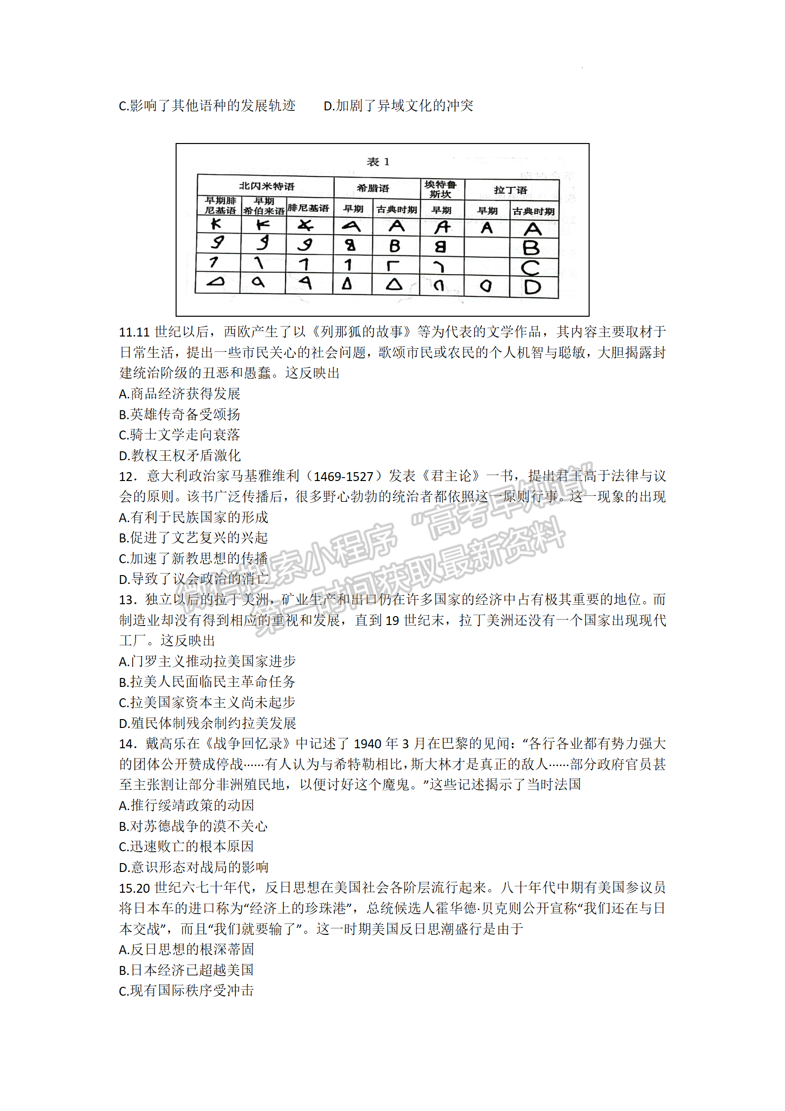 2023山東省德州市二模-歷史試卷及答案