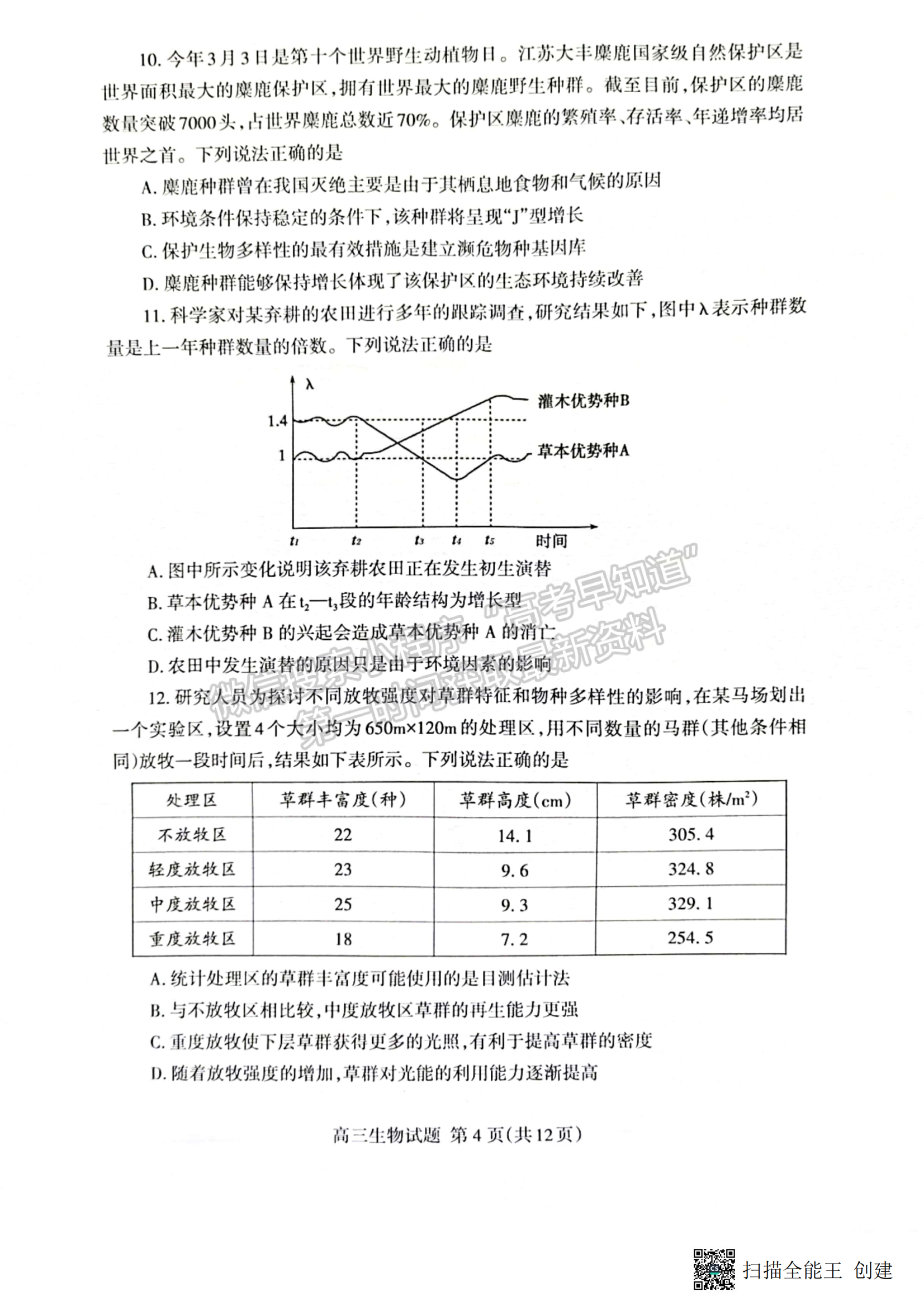 2023山東省泰安市二模-生物試卷及答案