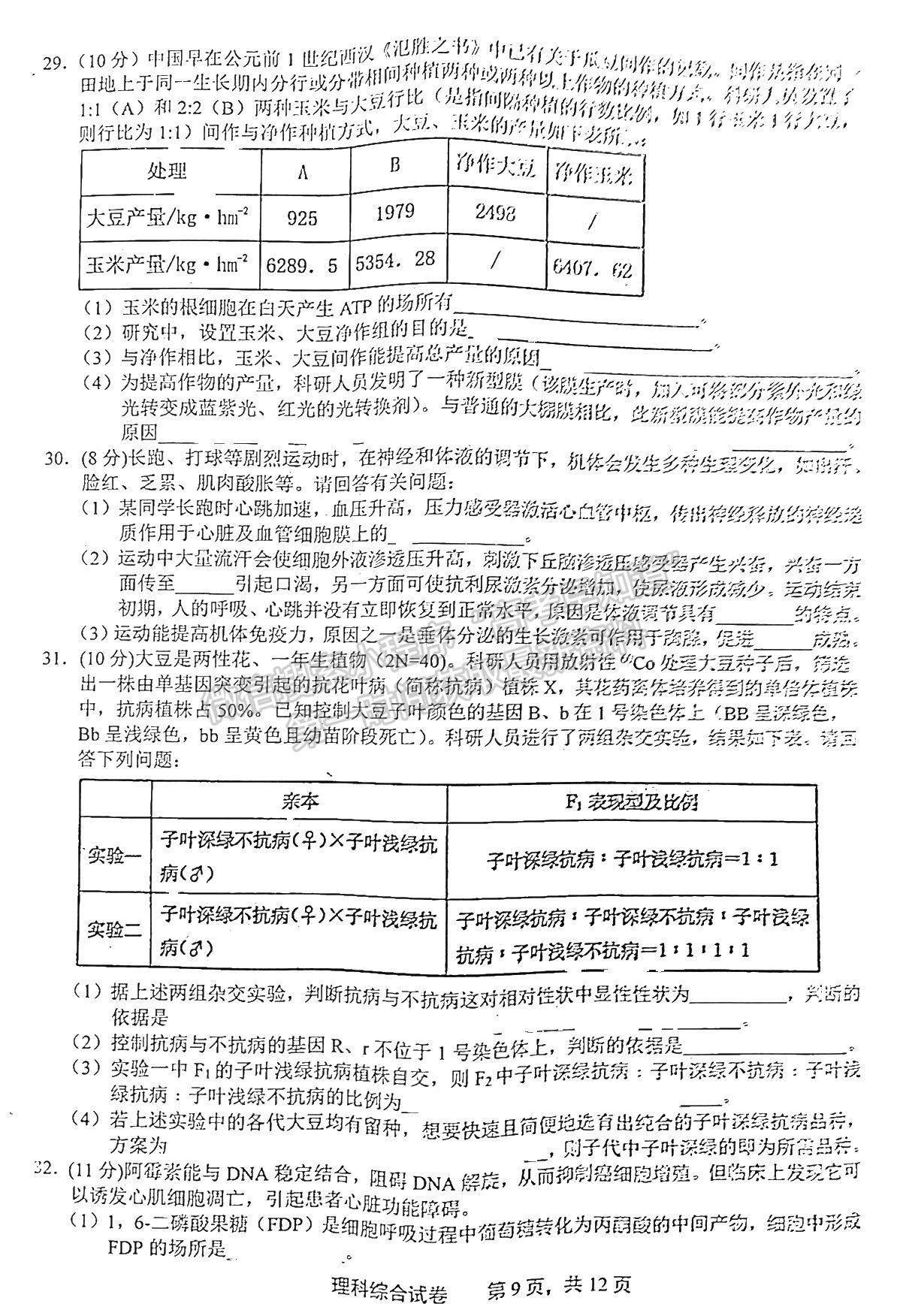 2023上饶二模理综