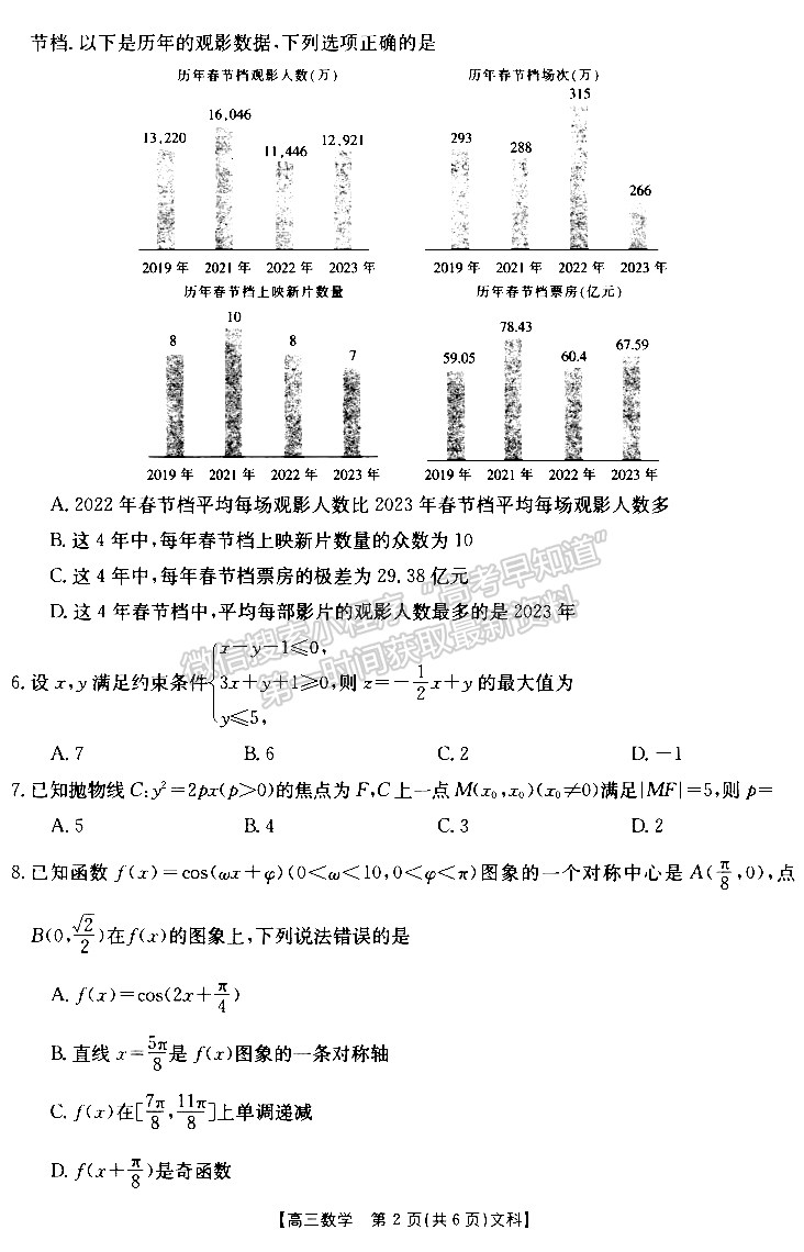 2022—2023學年新鄉(xiāng)高三第三次模擬考試文數(shù)試題及參考答案