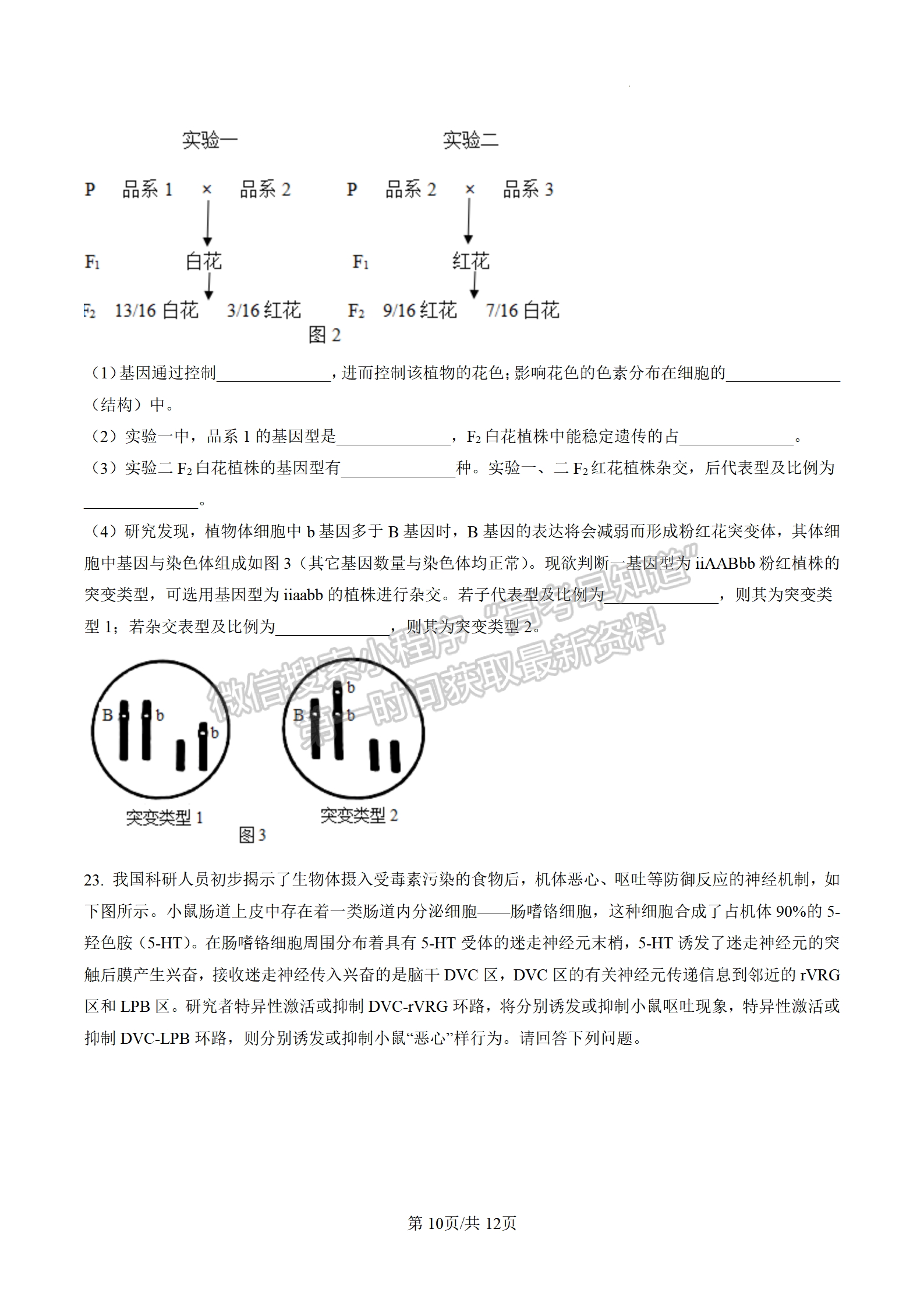 2023江蘇省新高考基地學(xué)校高三4月聯(lián)考生物試題及參考答案