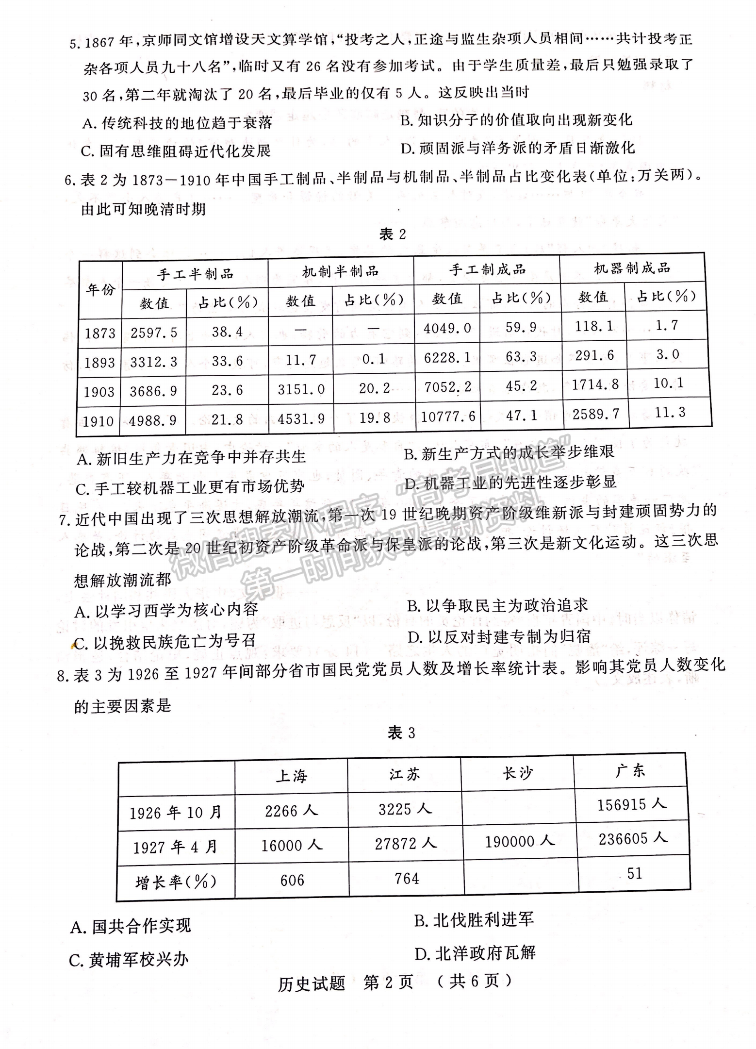 2023山東省濟寧市二模-歷史試卷及答案