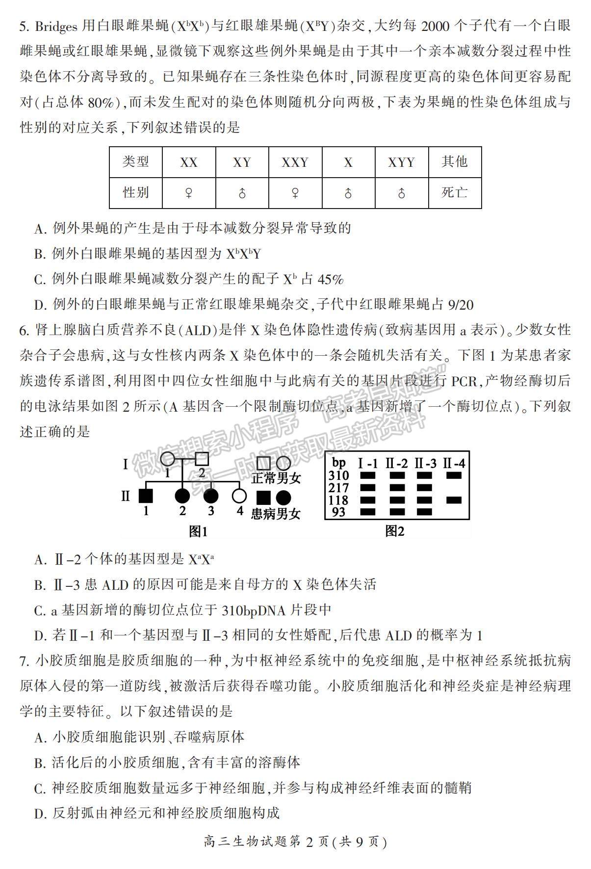 2023湖南省郴州市高三下學(xué)期第三次教學(xué)質(zhì)量監(jiān)測(cè)生物試題及參考答案