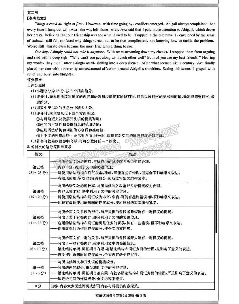 2023屆長郡中學(xué)模擬試卷(一)英語試卷及參考答案