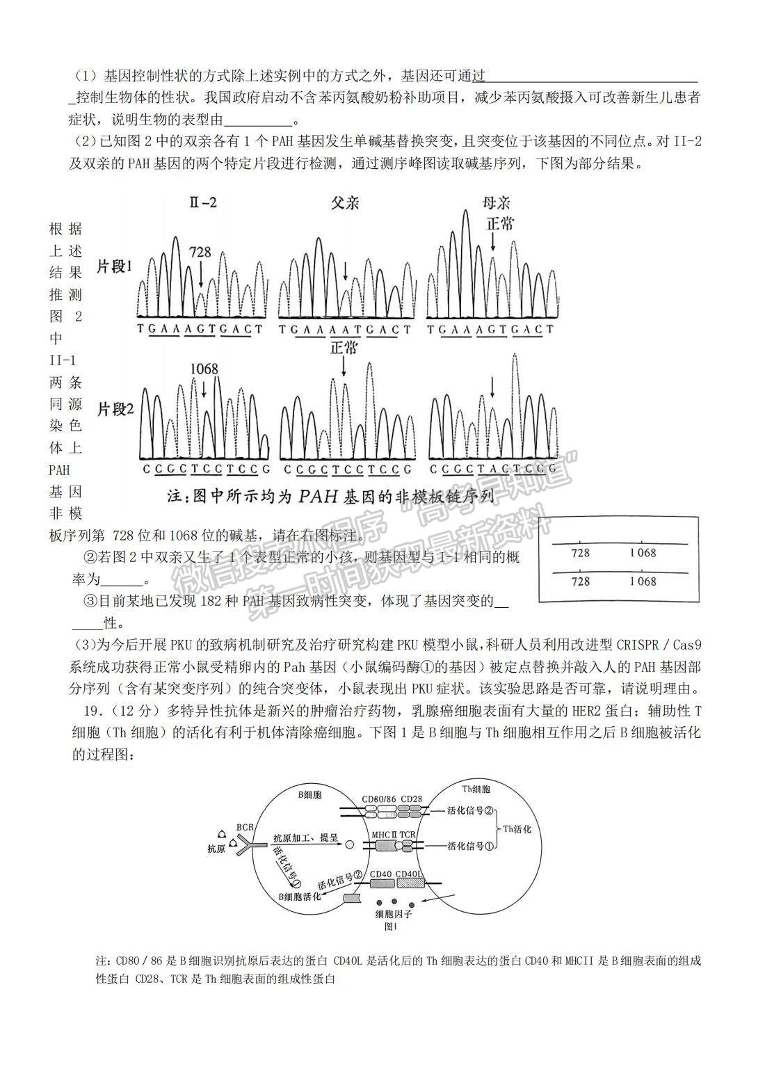 2023屆長(zhǎng)郡中學(xué)模擬試卷(一)生物試卷及參考答案