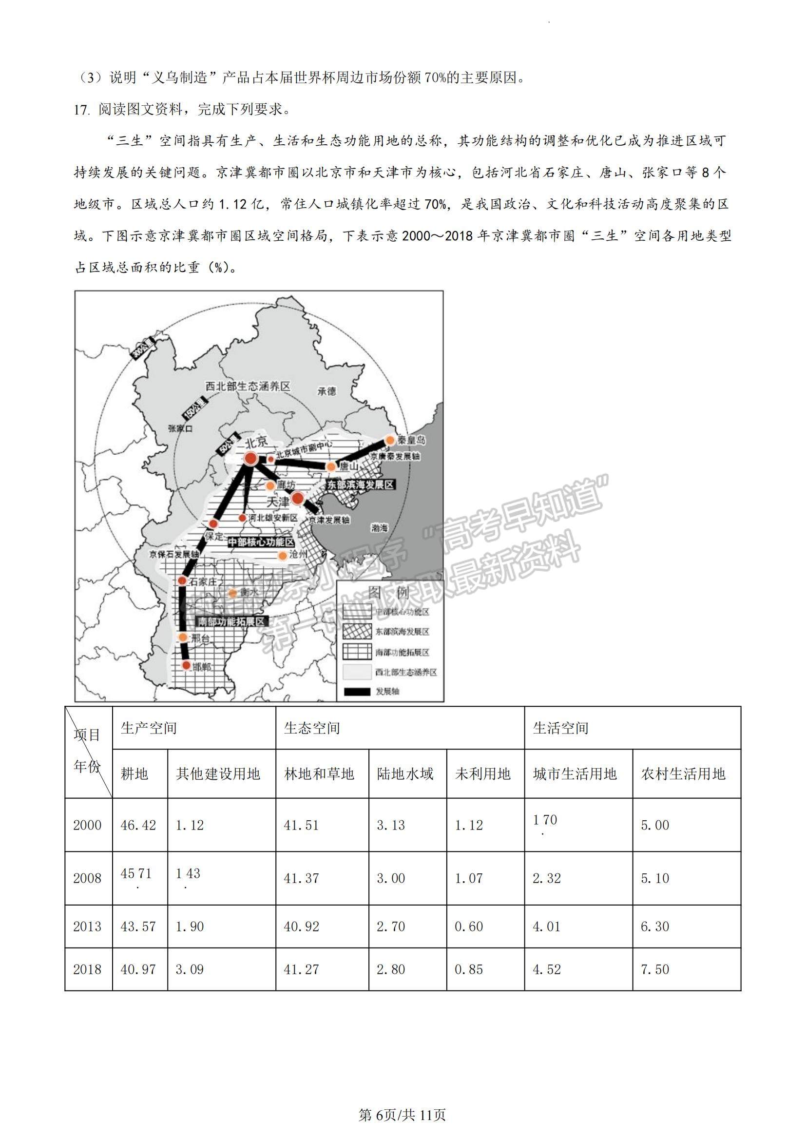 2023山東省威海市高三上學(xué)期期末考試地理試題及參考答案