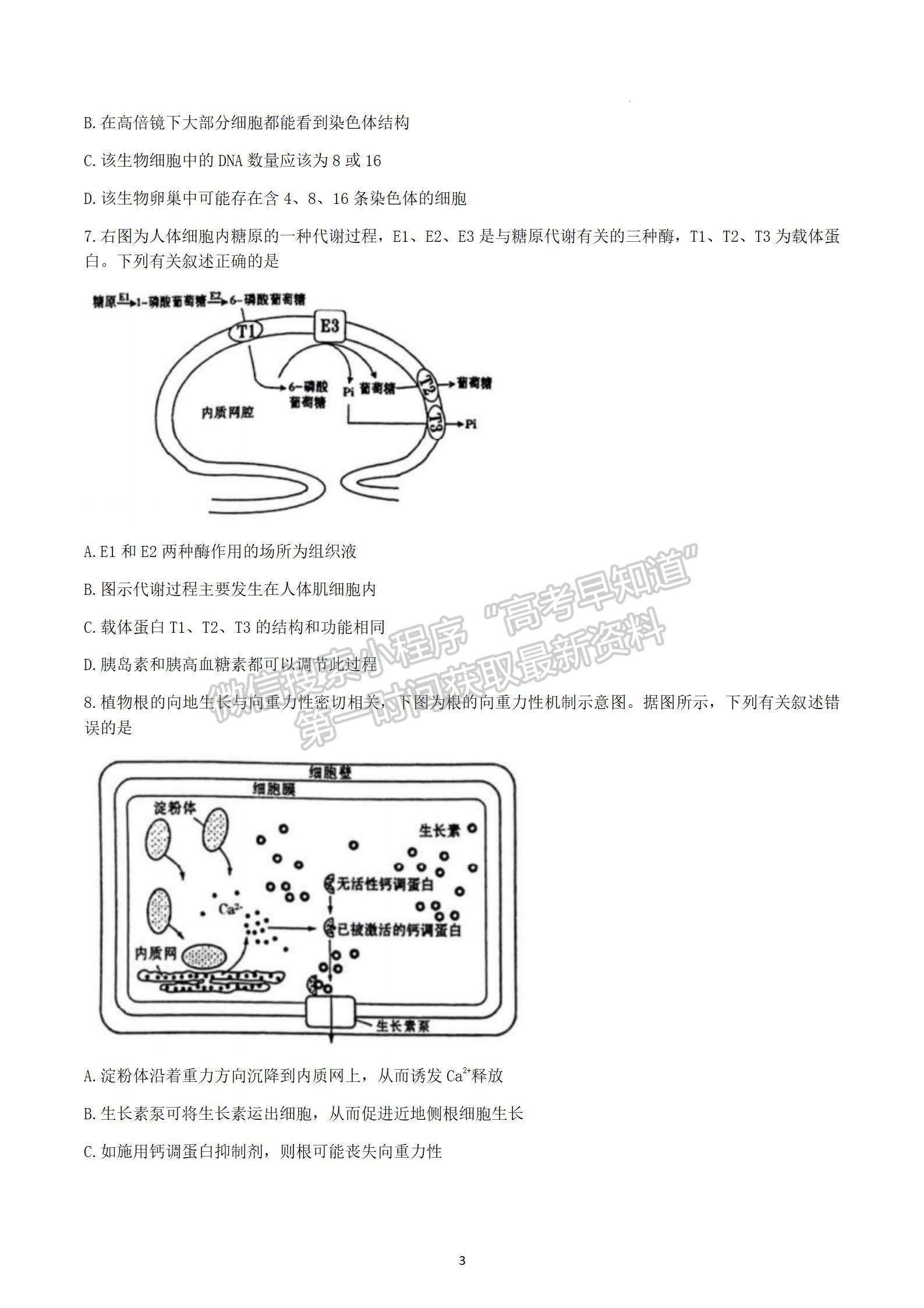 2023屆江蘇南京市高三第二次模擬考試生物試題及參考答案