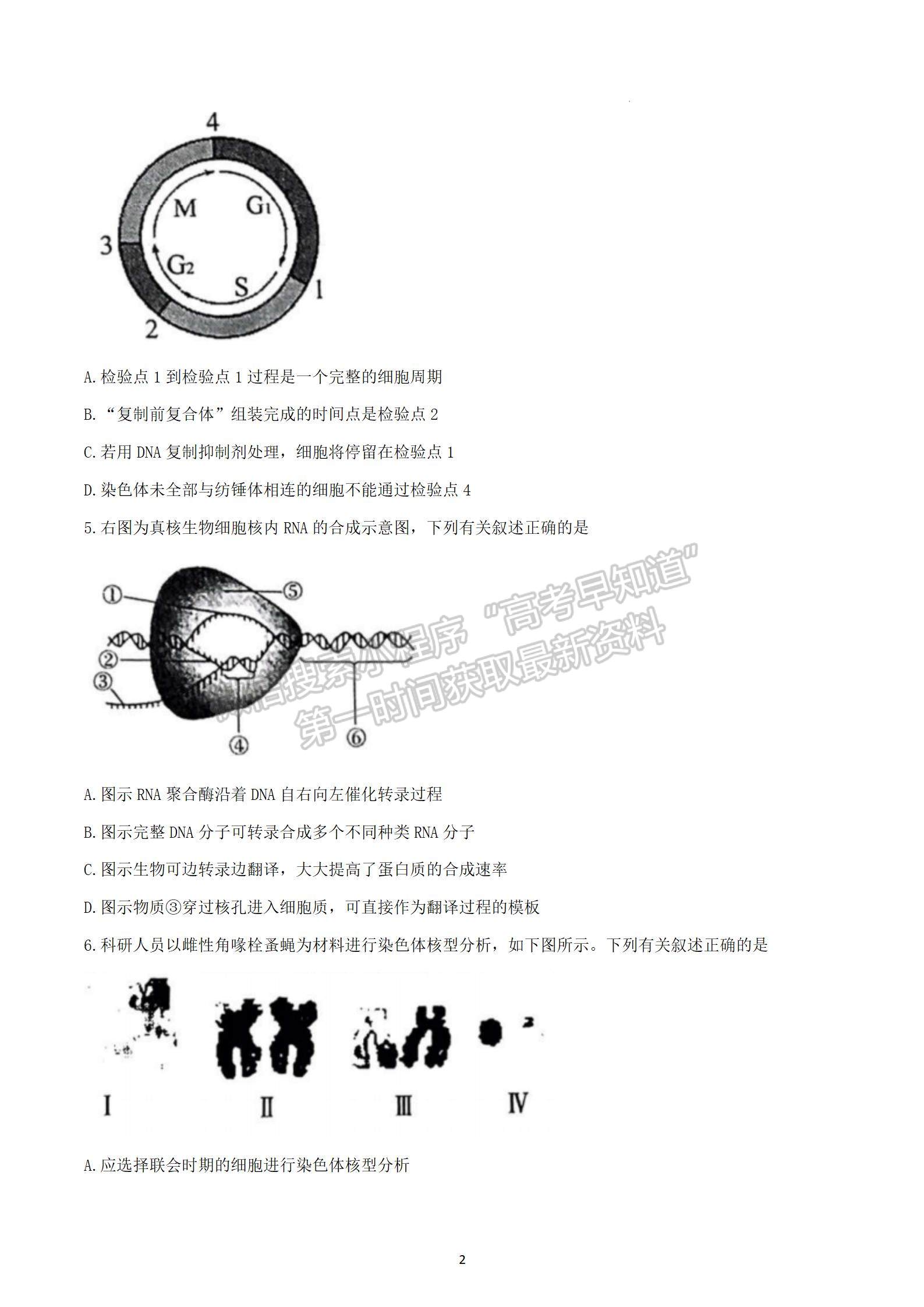 2023屆江蘇南京市高三第二次模擬考試生物試題及參考答案