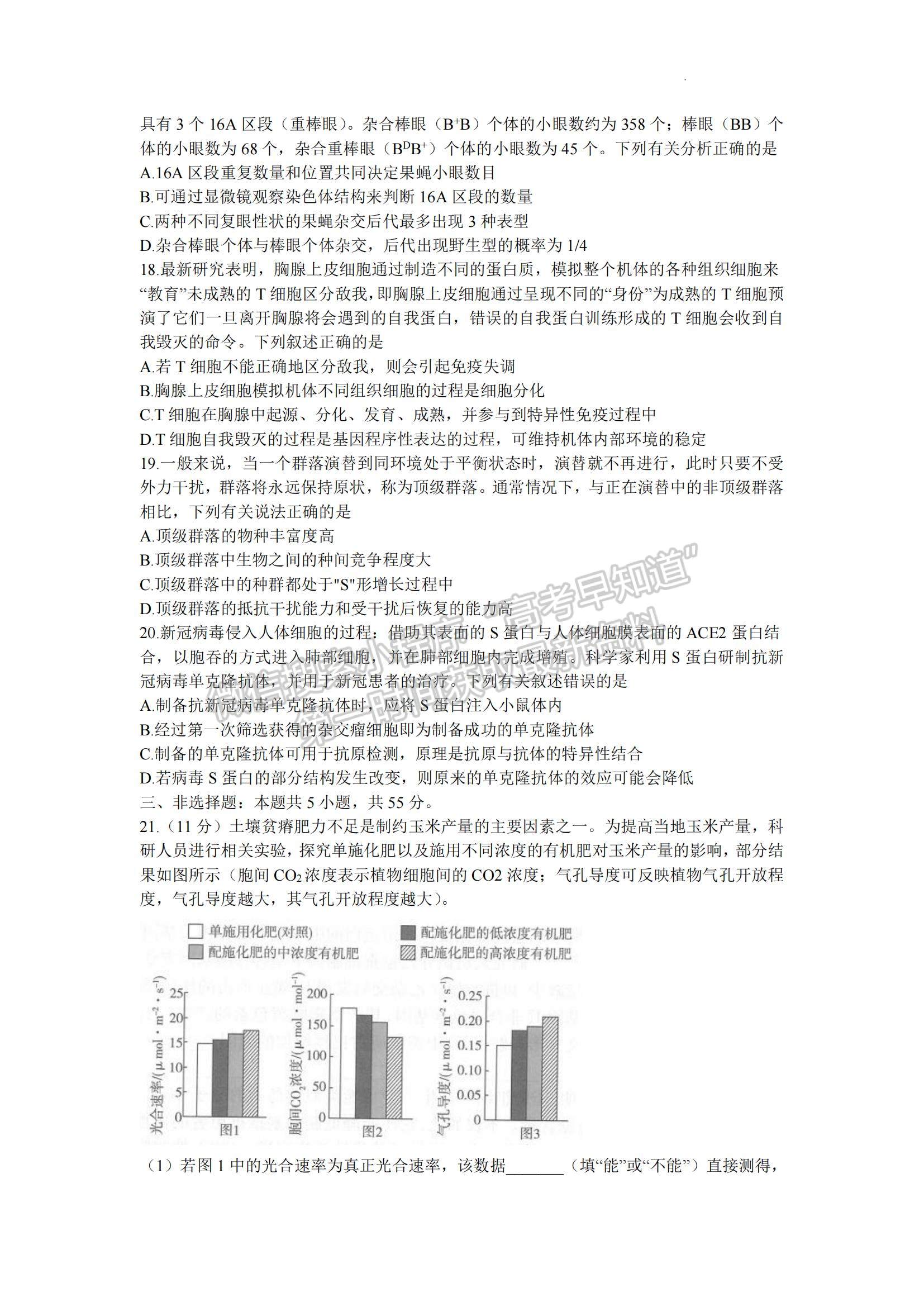 2023山東省齊魯名校高三下學(xué)期3月大聯(lián)考生物試題及參考答案