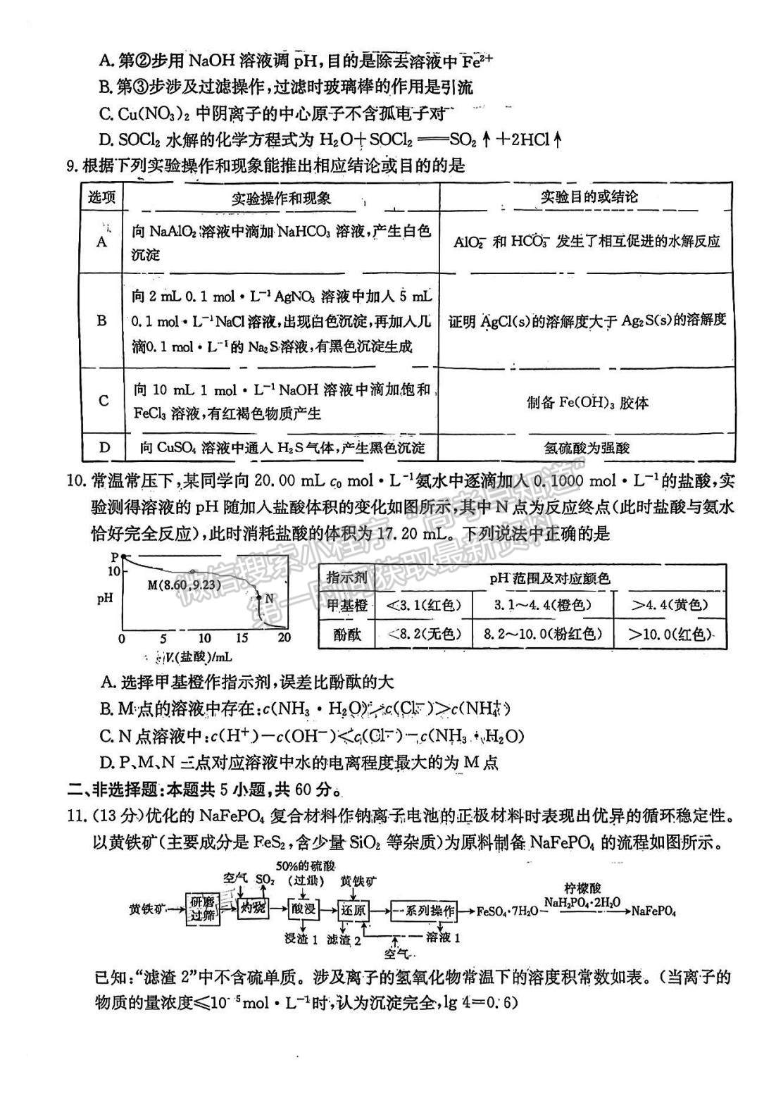 2023莆田三檢化學(xué)試題及參考答案