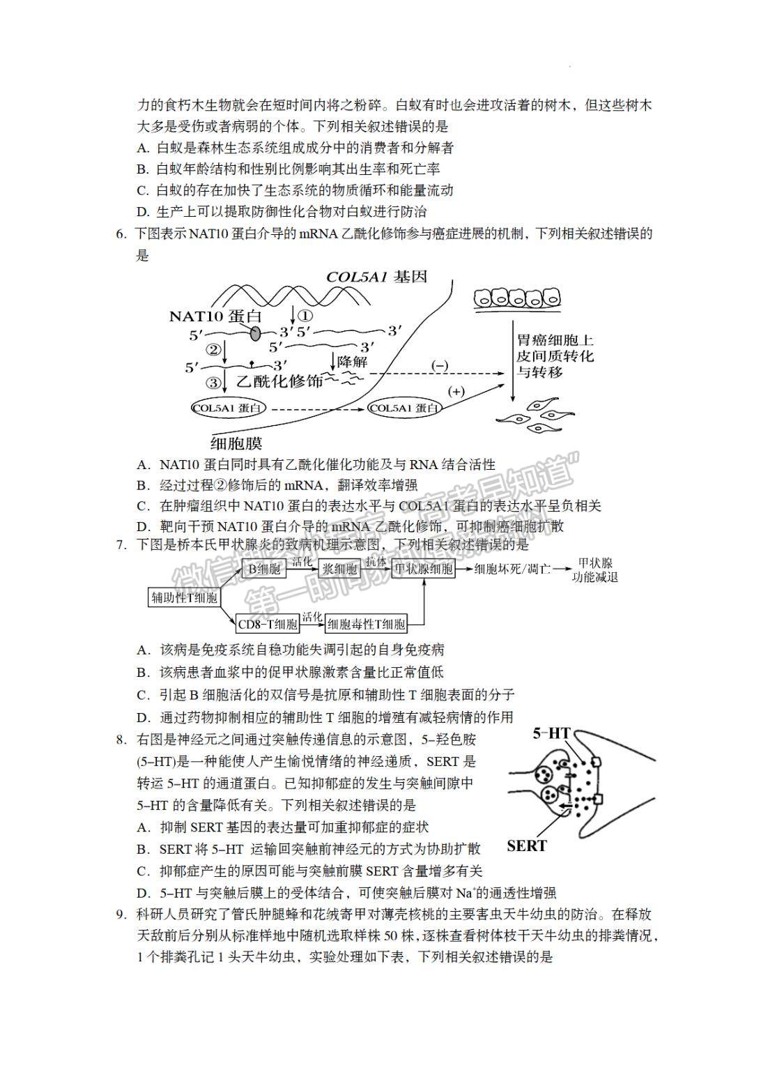 2023龍巖三檢生物試題及參考答案