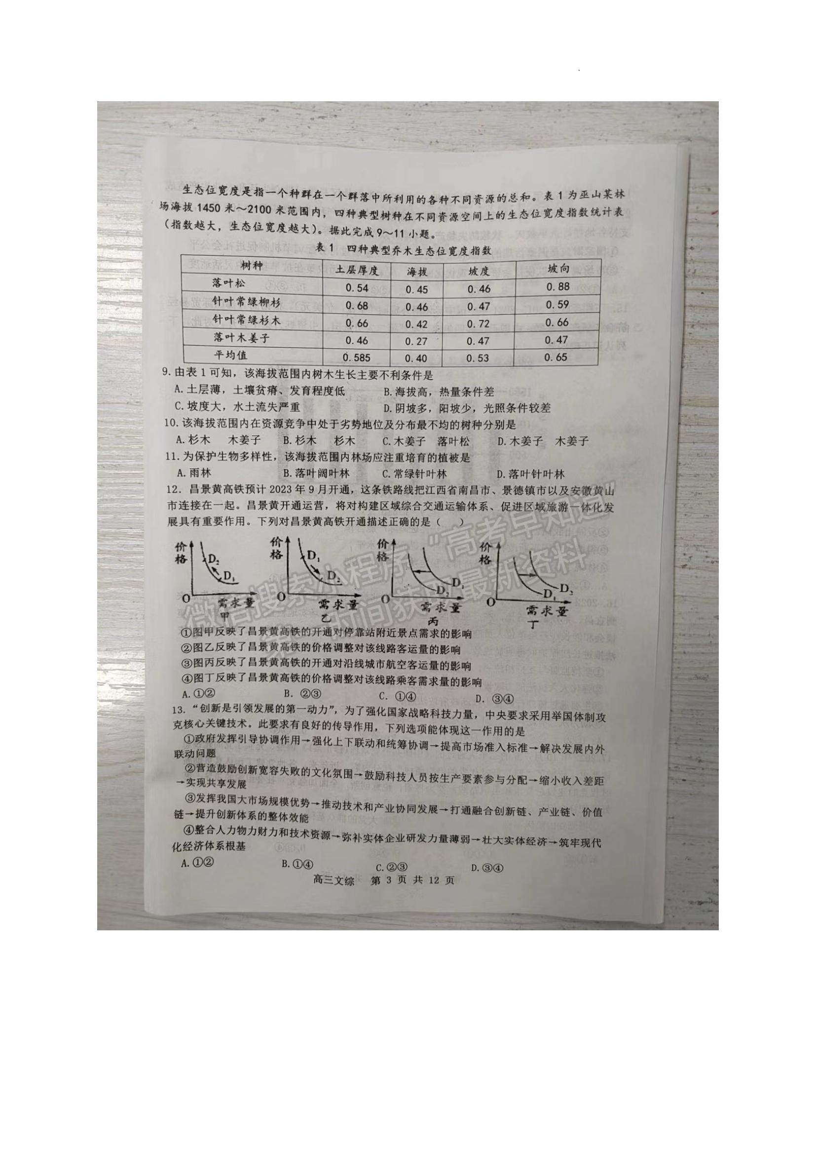 2023江西省景德鎮(zhèn)二模文綜試題及參考答案