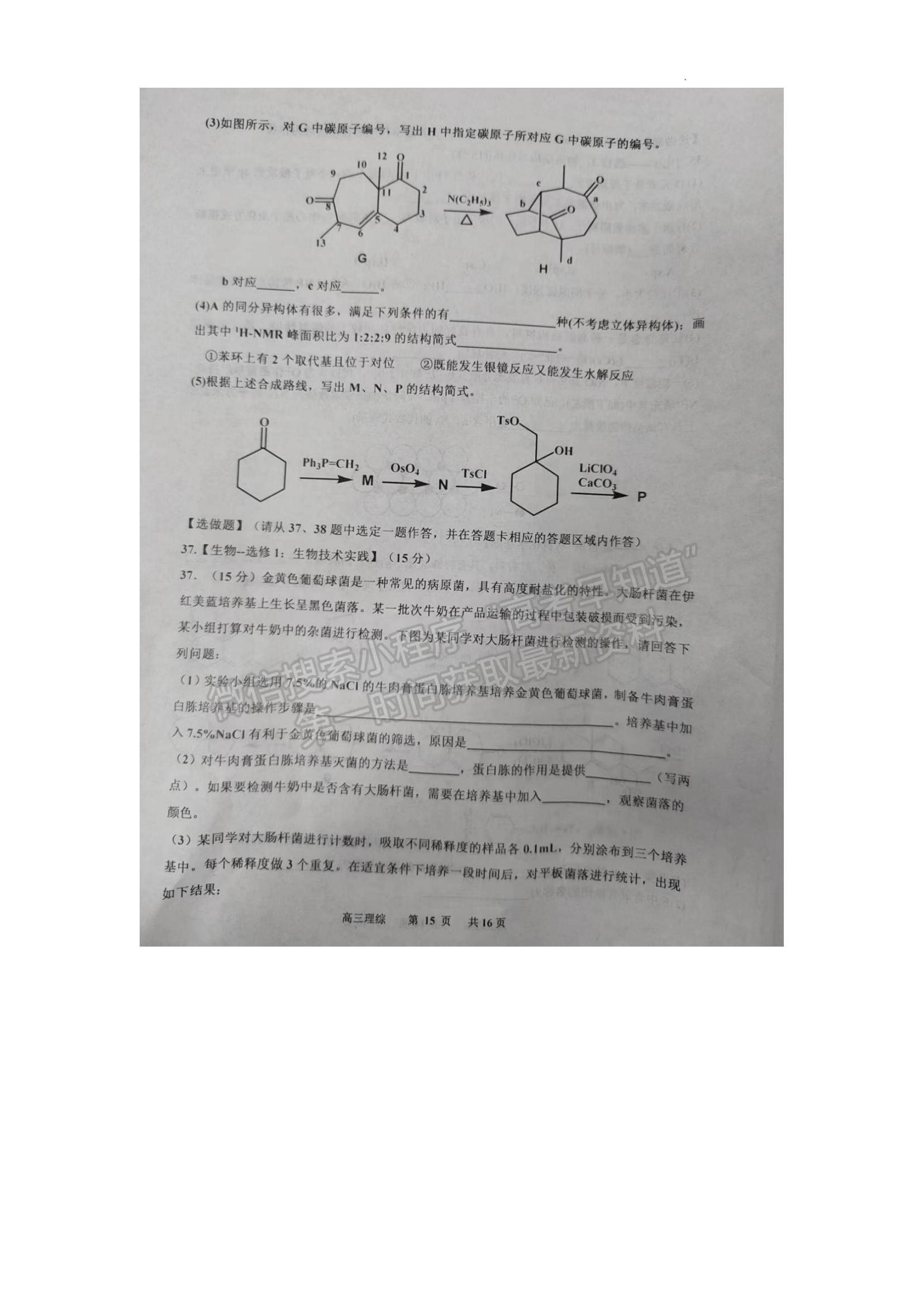 2023江西省景德鎮(zhèn)二模理綜試題及參考答案