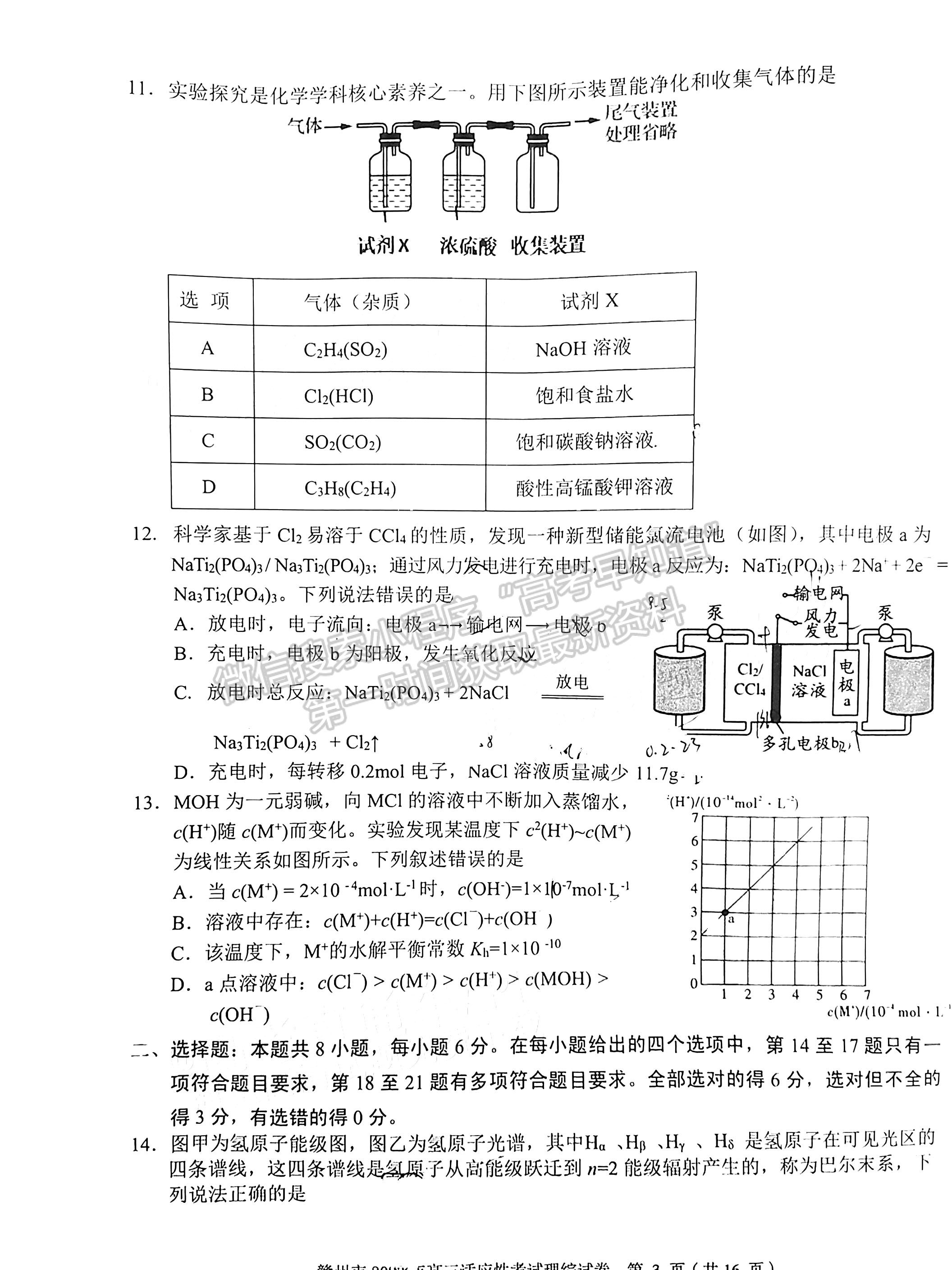 2023赣州二模理综