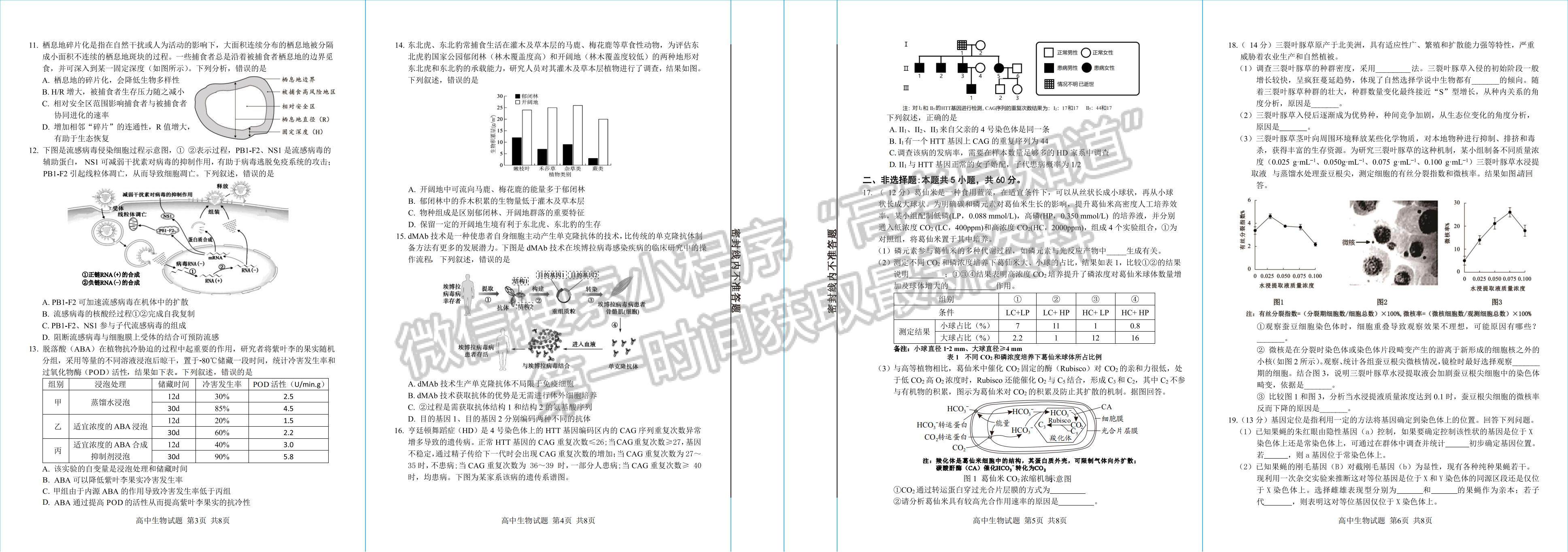 2023南平三檢生物試題及參考答案