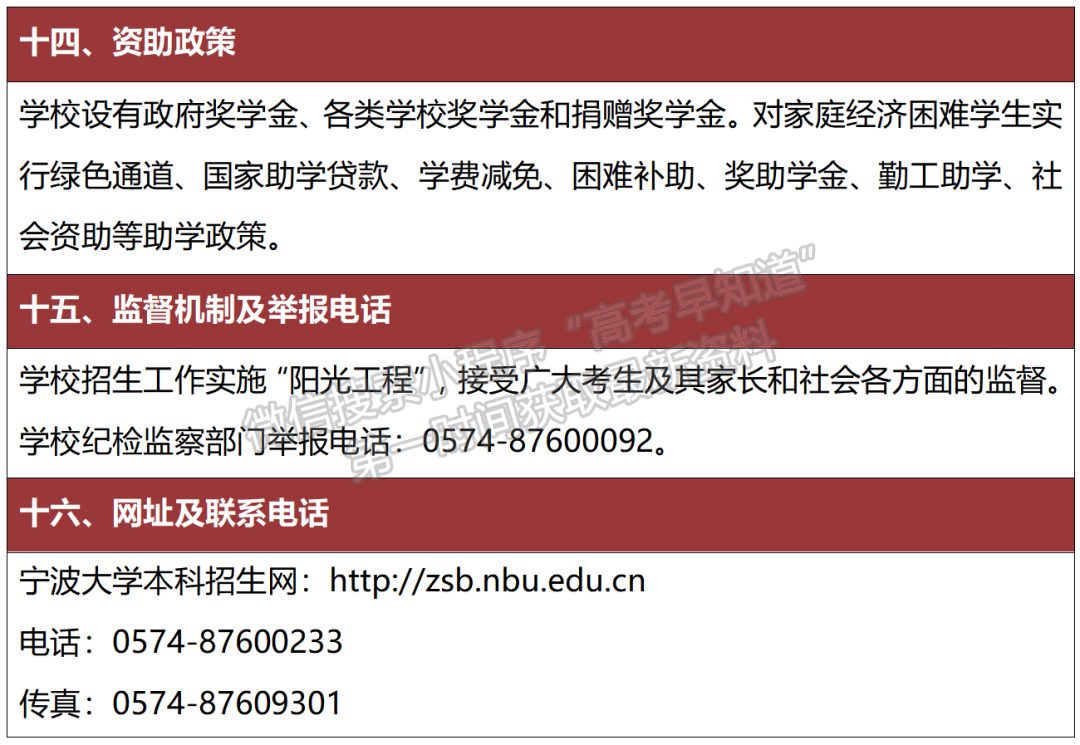 权威发布 | 宁波大学2023年普通高校招生章程