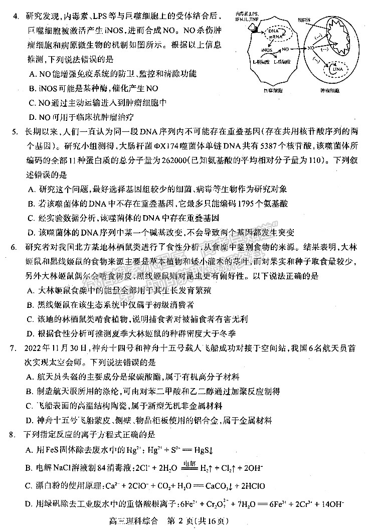 2023河南省平许济洛高三第四次质量检测l理综试题及参考答案