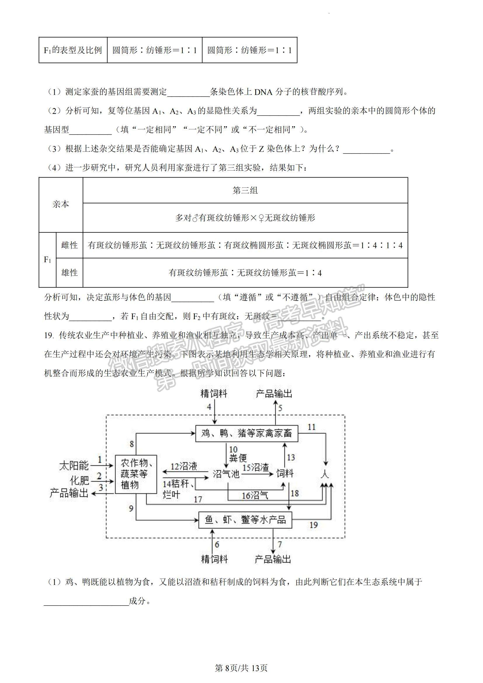 2023湖南省長沙市雅禮中學高三下學期月考試卷（七）生物試題及參考答案