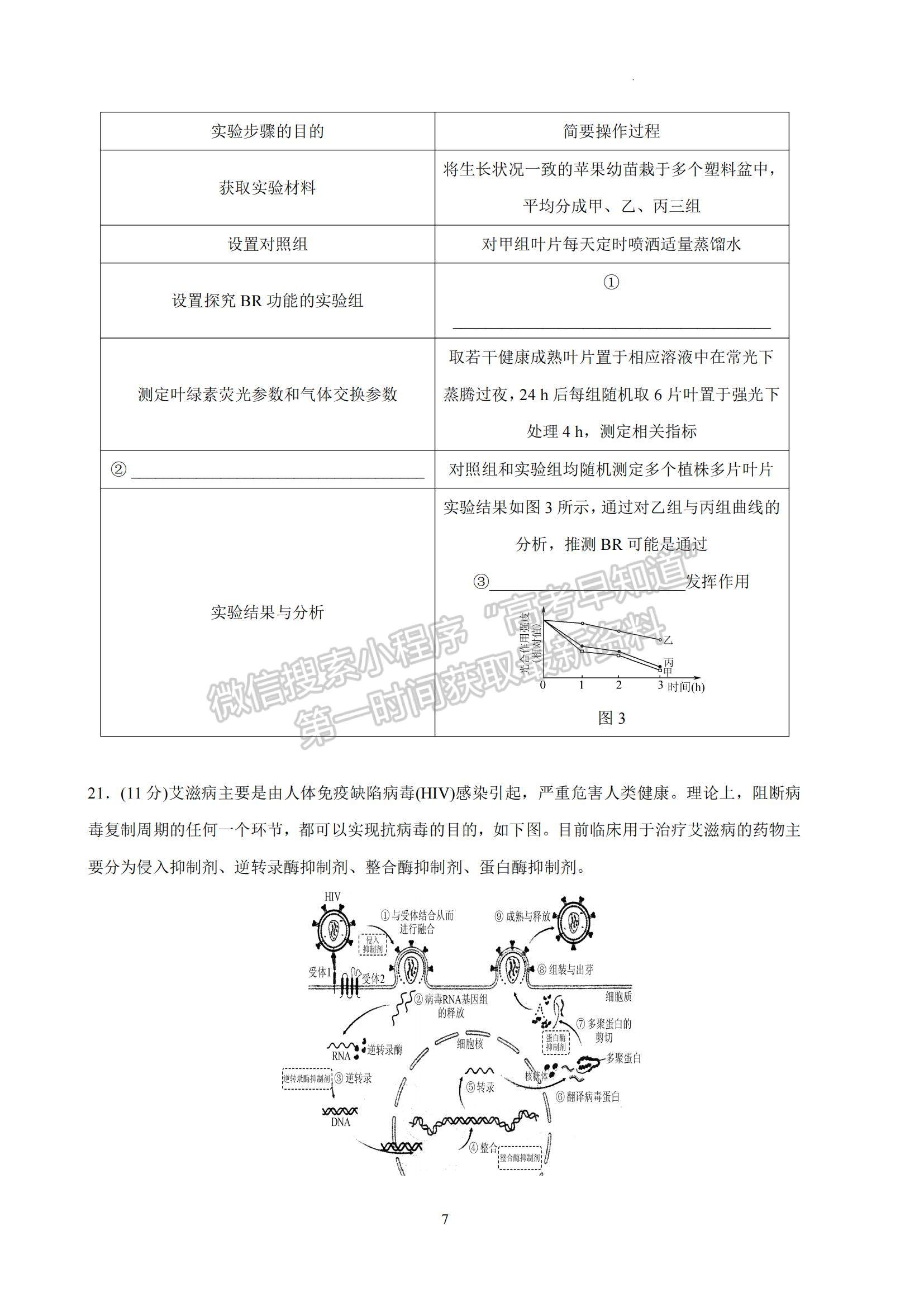 2023江蘇省南京師范大學(xué)附屬中學(xué)高三一模適應(yīng)性考試生物試題及參考答案