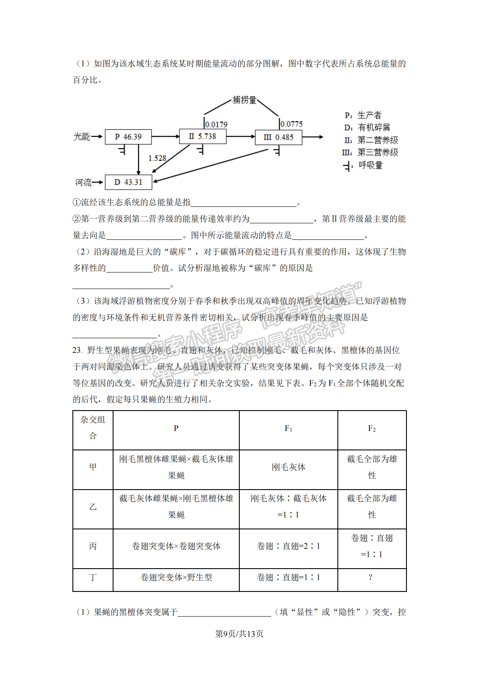 2023山東省青島市二模-生物試卷及答案