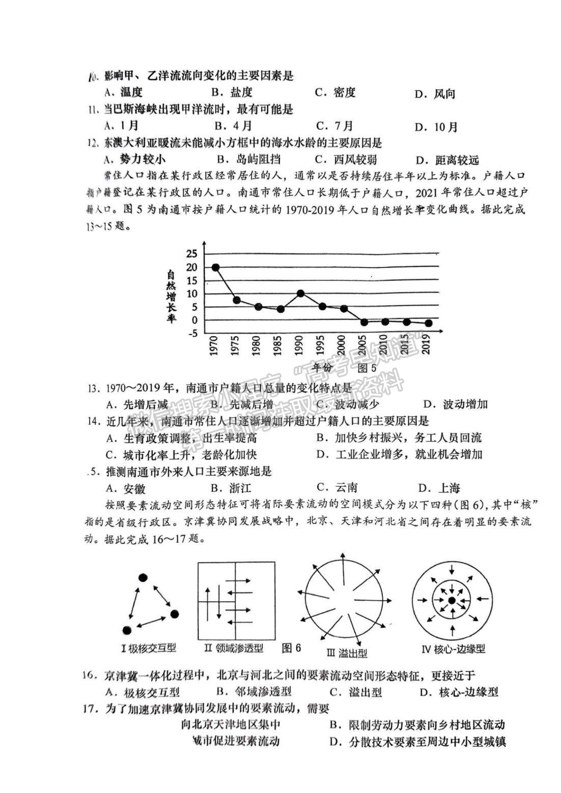 2023屆江蘇如皋高三第三次適應(yīng)性調(diào)研（南通3.5模）地理試題及答案